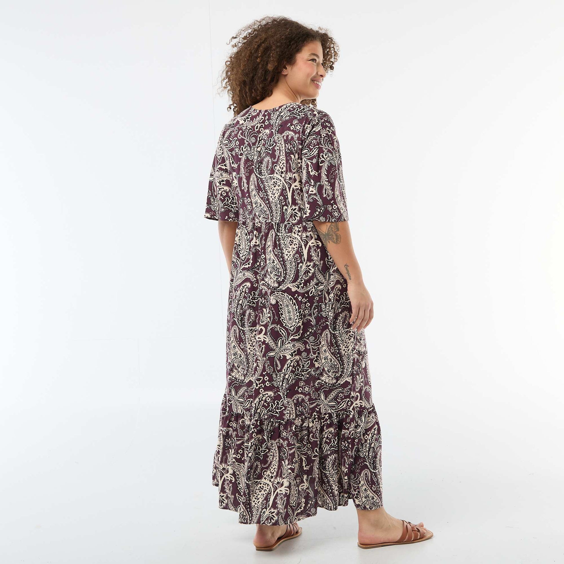 Robe fluide imprimée fantaisie ROSE