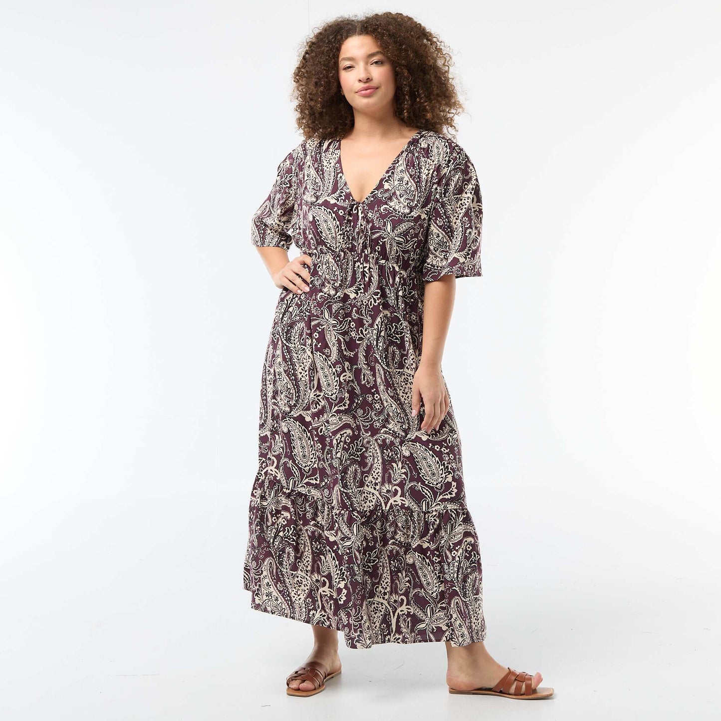 Robe fluide imprimée fantaisie ROSE