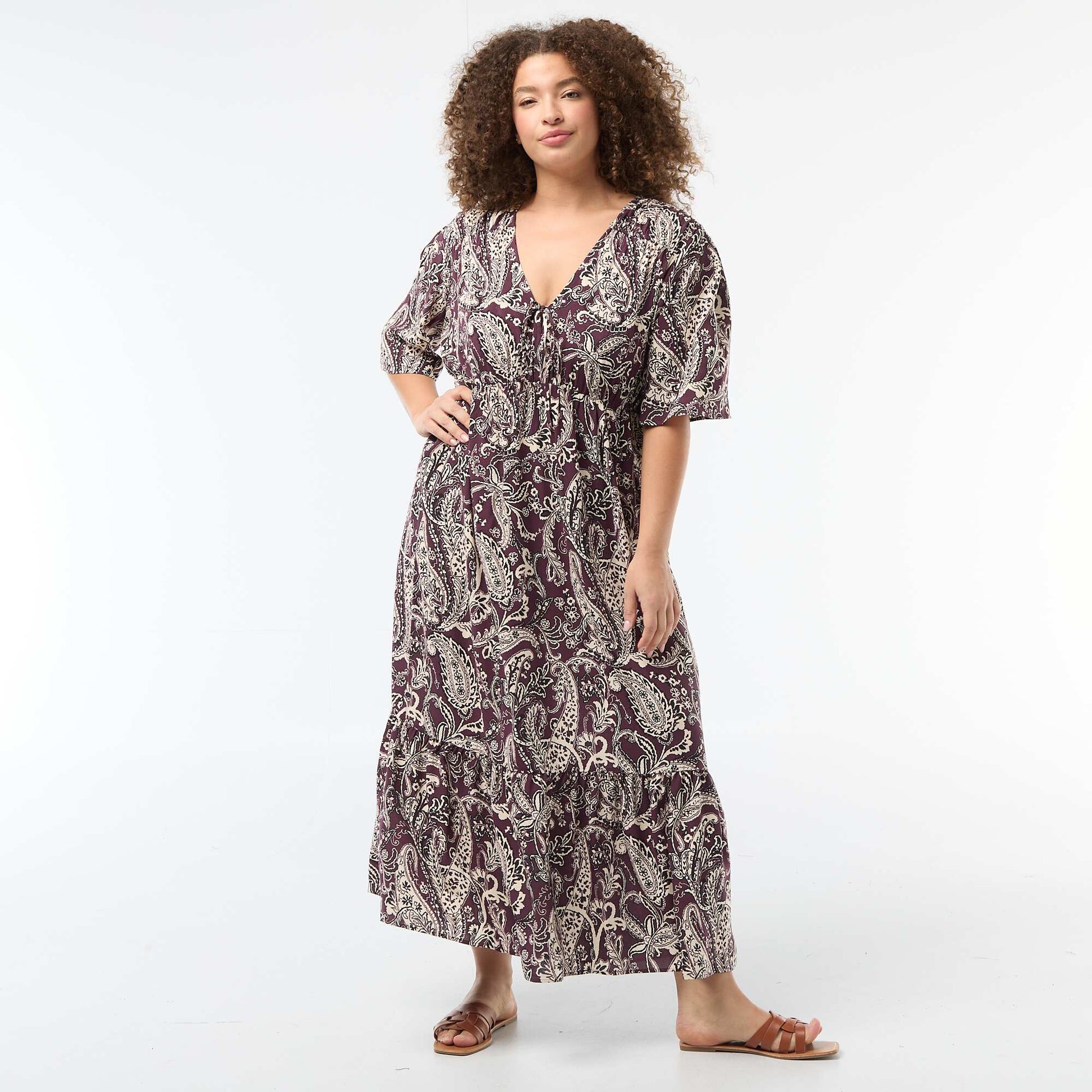 Robe fluide imprimée fantaisie ROSE