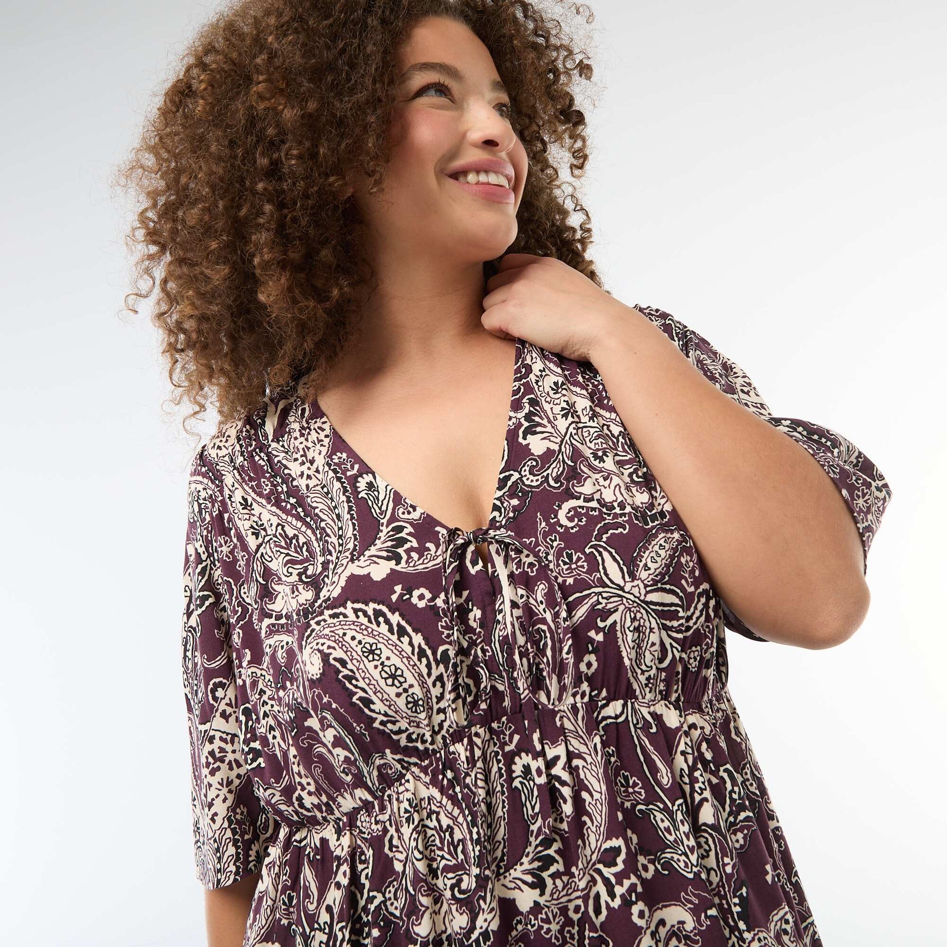 Robe fluide imprimée fantaisie ROSE