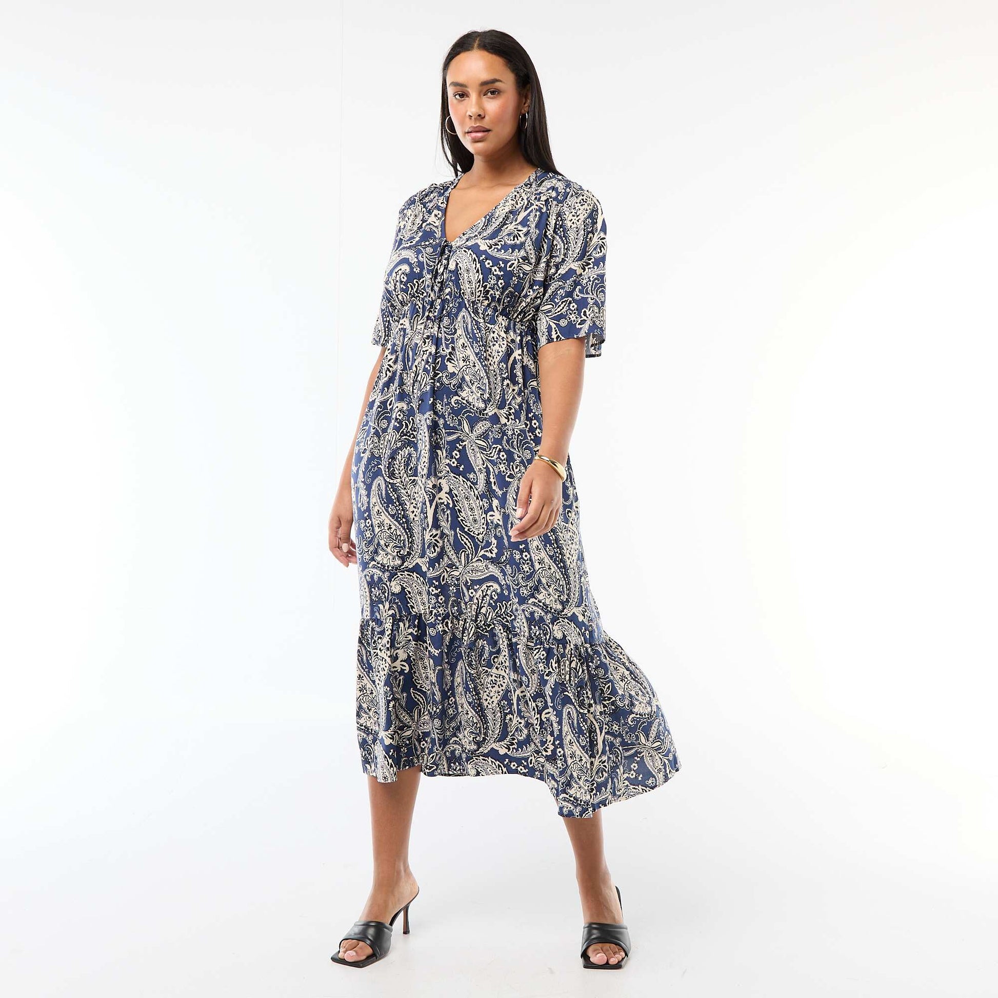 Robe fluide imprimée fantaisie BLEU