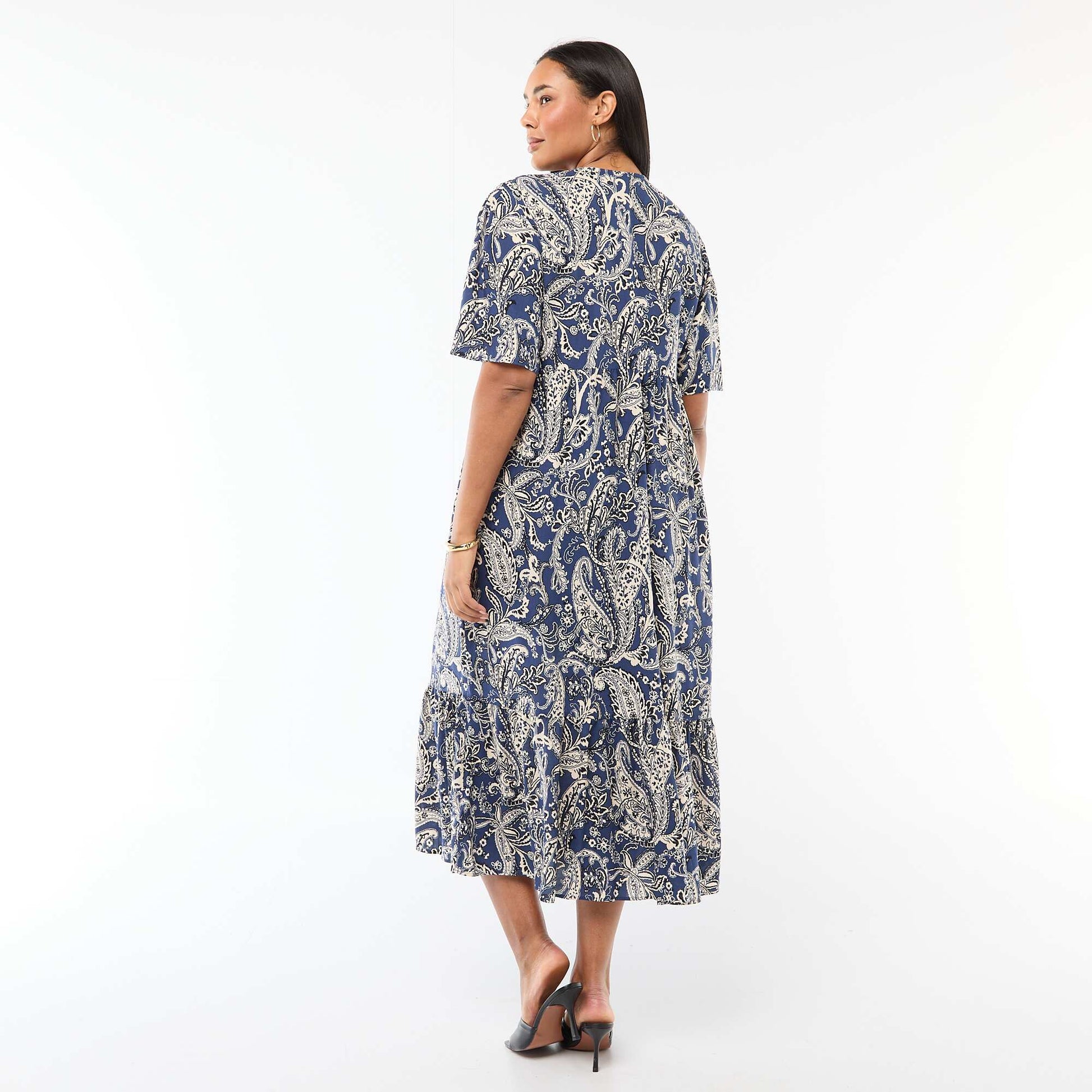 Robe fluide imprimée fantaisie BLEU
