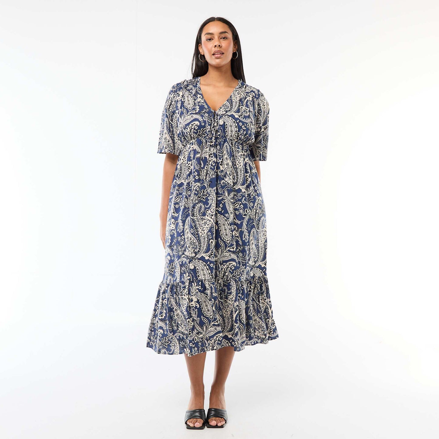 Robe fluide imprimée fantaisie BLEU