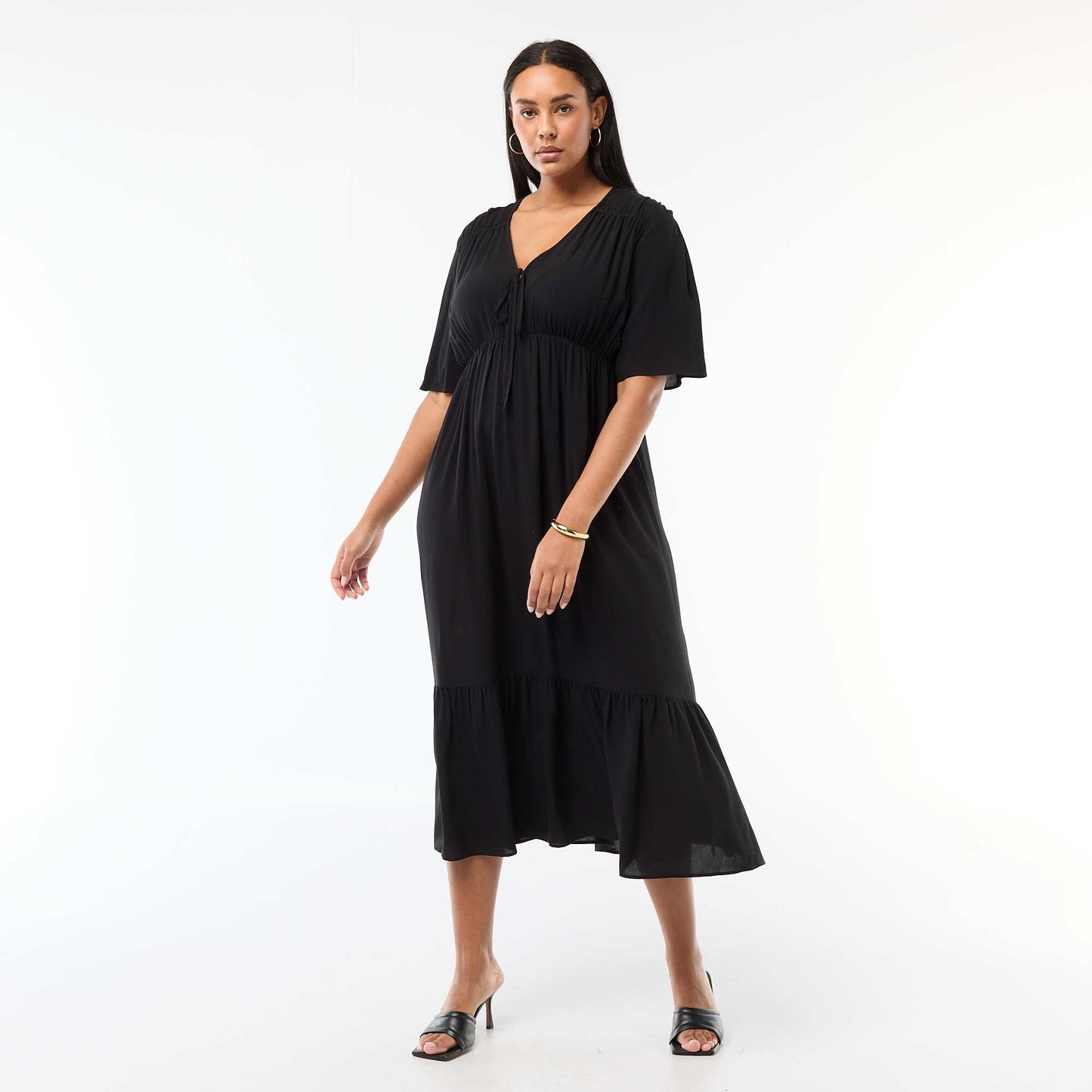Robe fluide imprimée fantaisie NOIR
