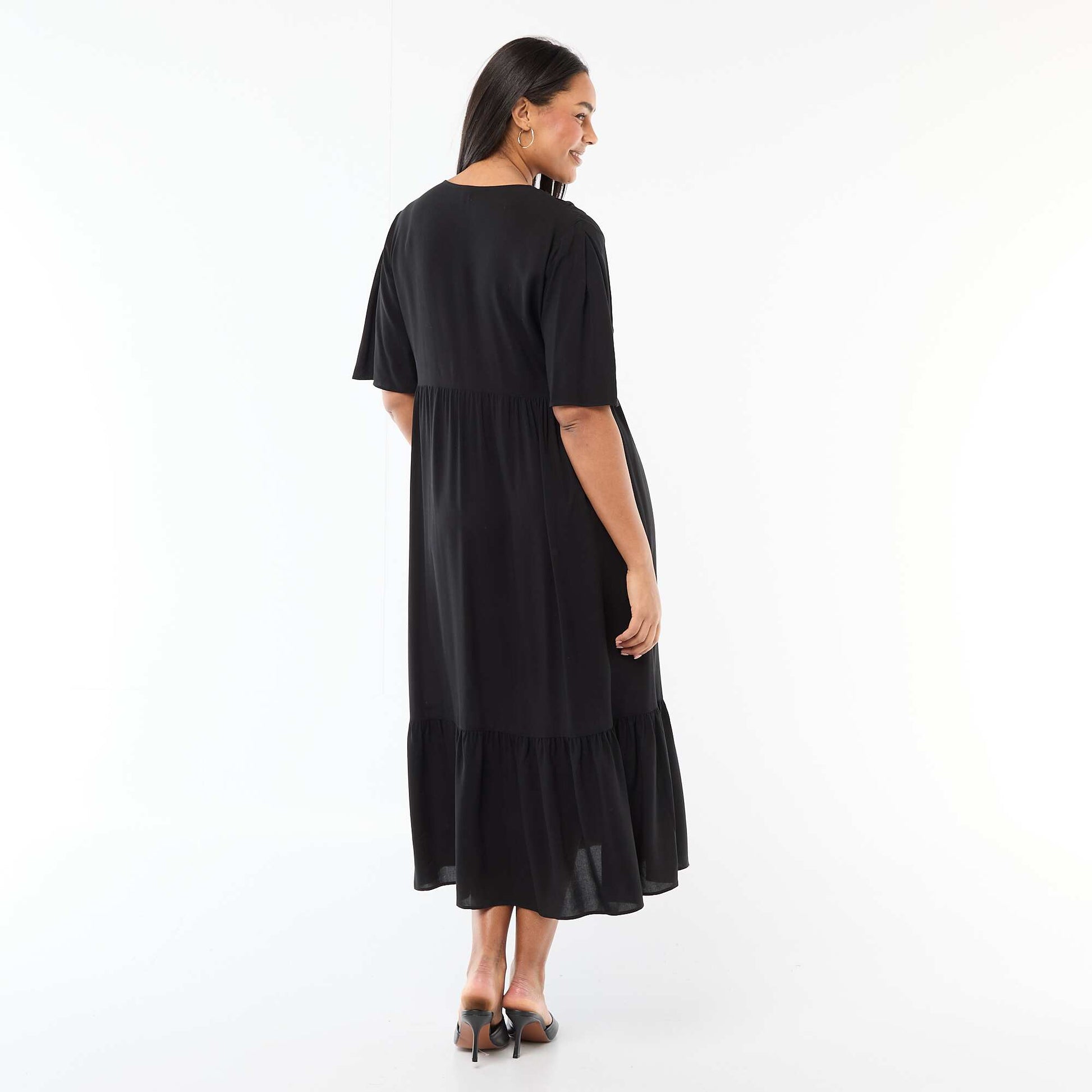 Robe fluide imprimée fantaisie NOIR