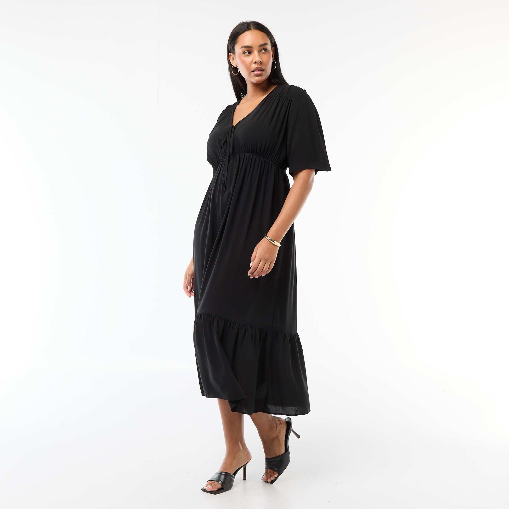 Robe fluide imprimée fantaisie NOIR