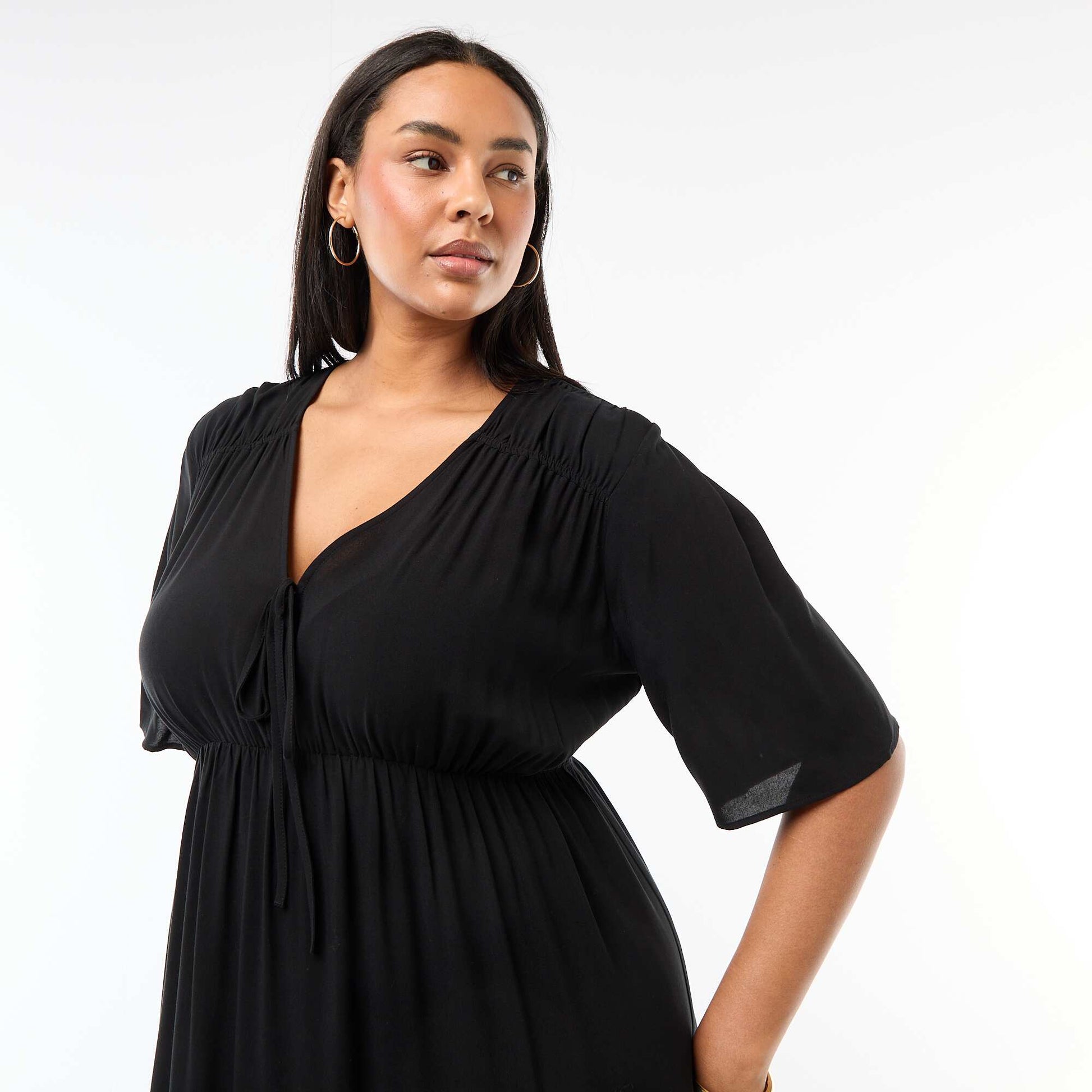Robe fluide imprimée fantaisie NOIR