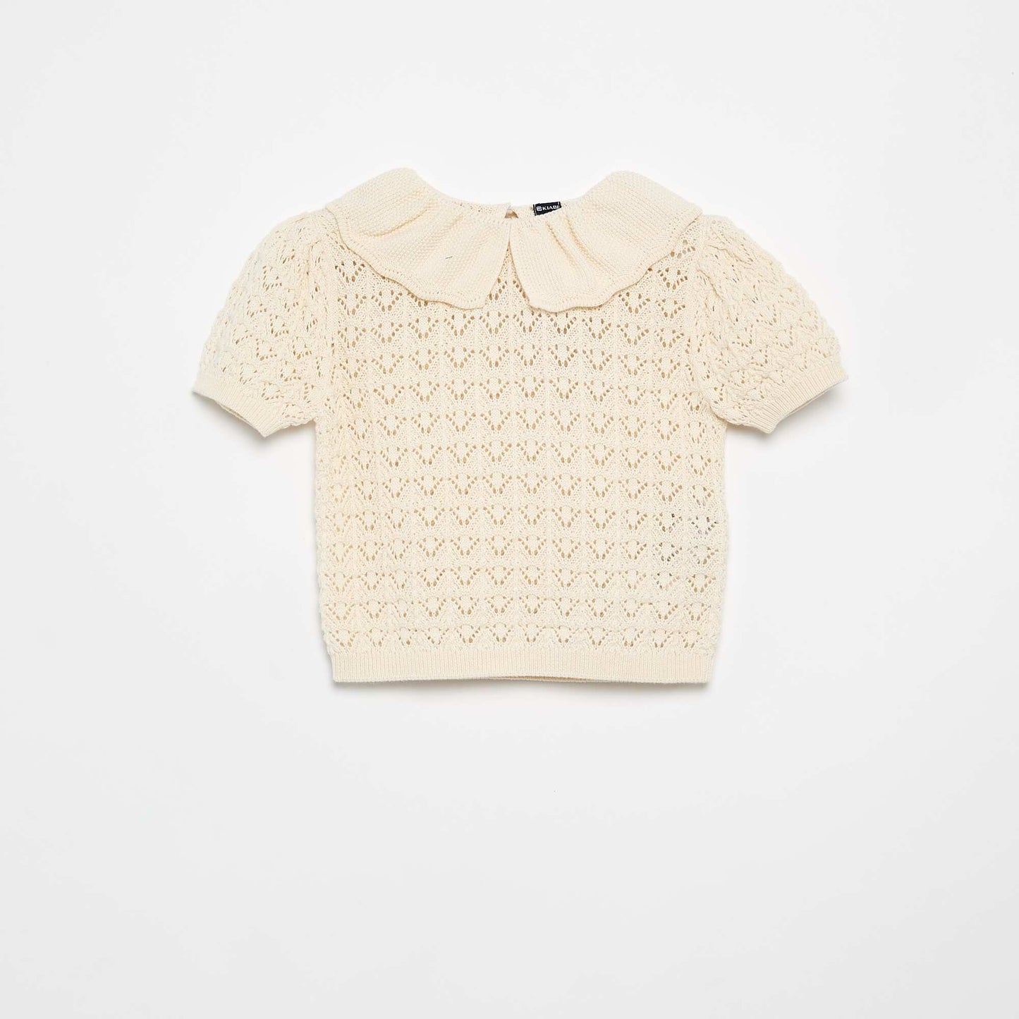 Pull ajouré manches courtes col claudine BEIGE