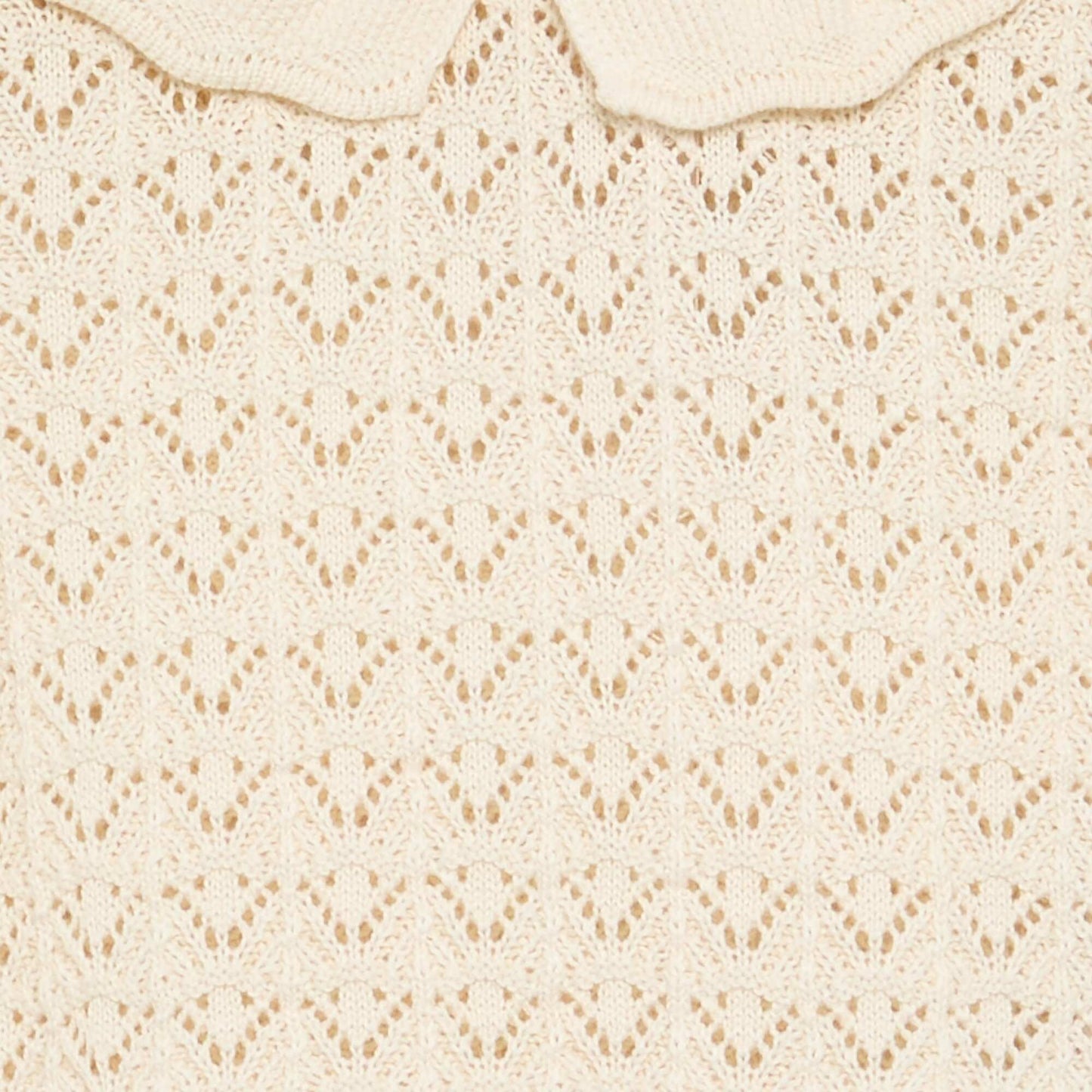Pull ajouré manches courtes col claudine BEIGE