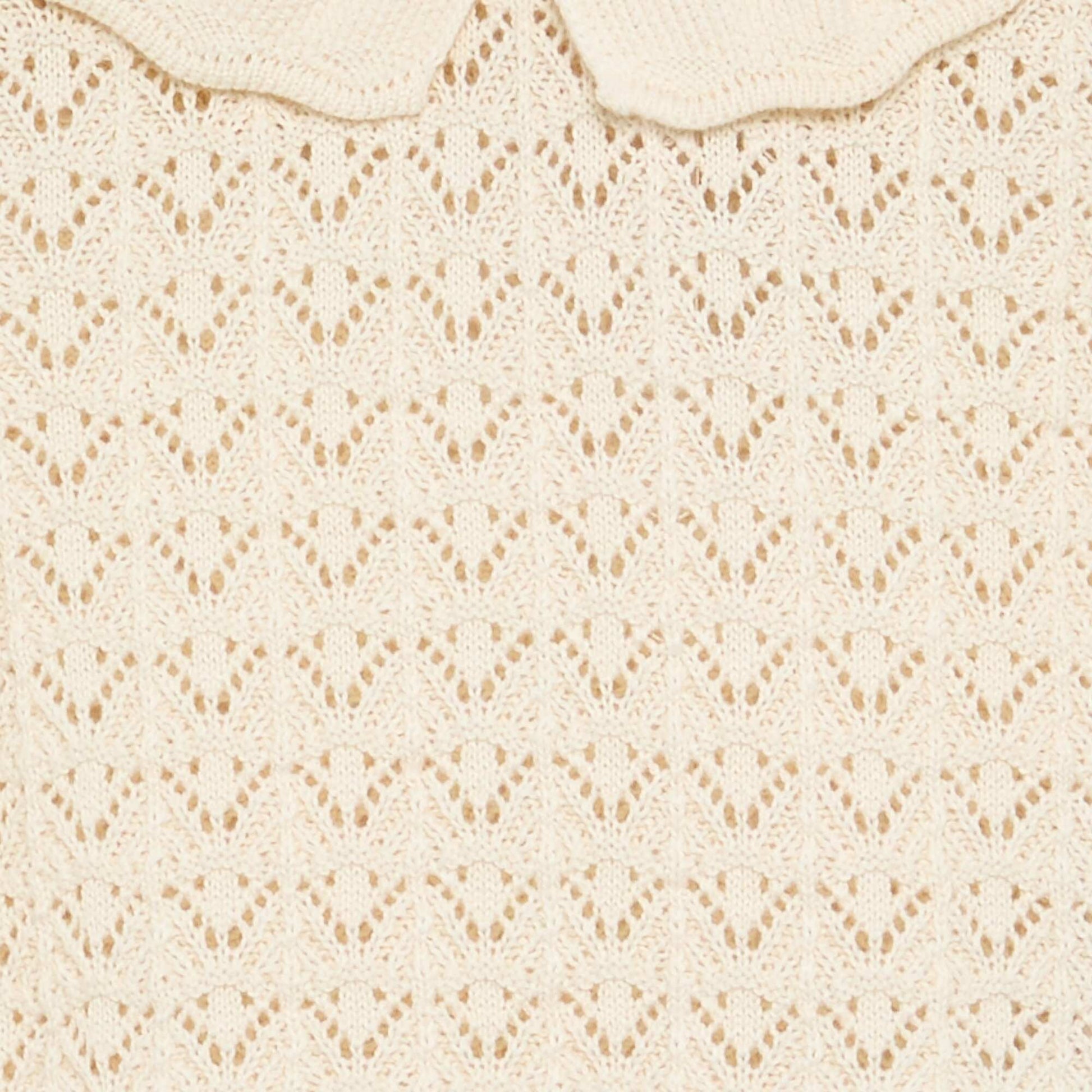 Pull ajouré manches courtes col claudine BEIGE