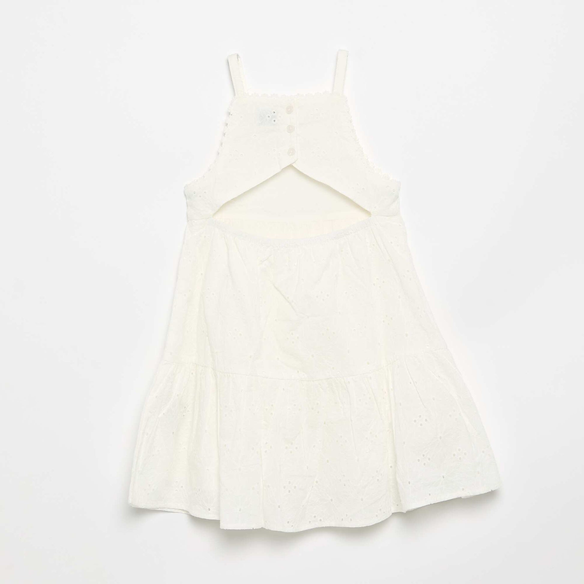 Robe à bretelles et broderies anglaises BLANC