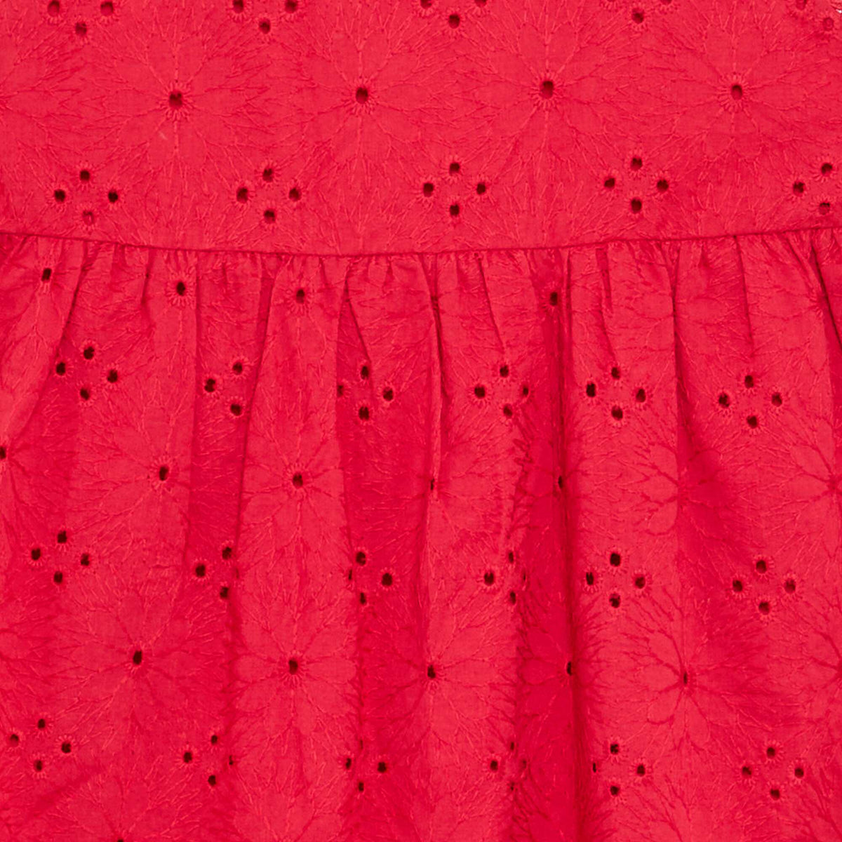 Robe à bretelles et broderies anglaises ROUGE
