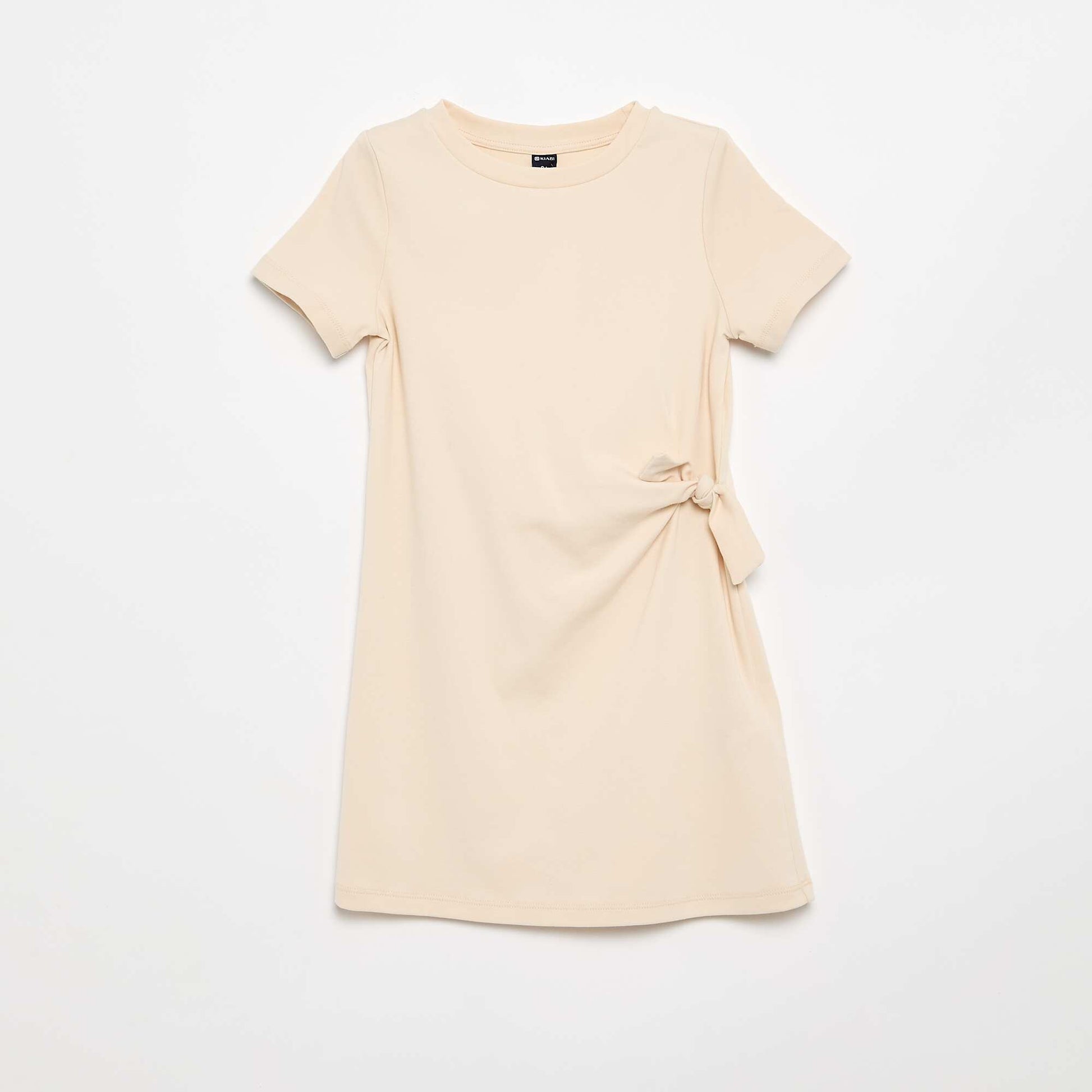 Robe T-shirt avec nœud sur le côté BEIGE