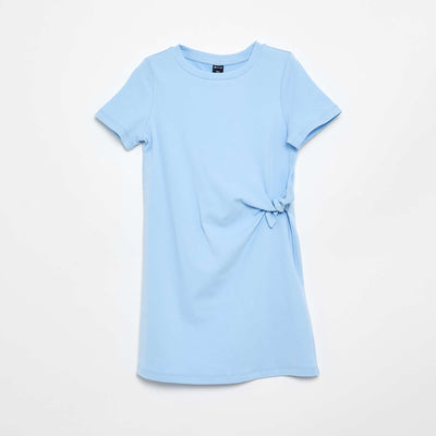 Robe T-shirt avec nœud sur le côté BLEU