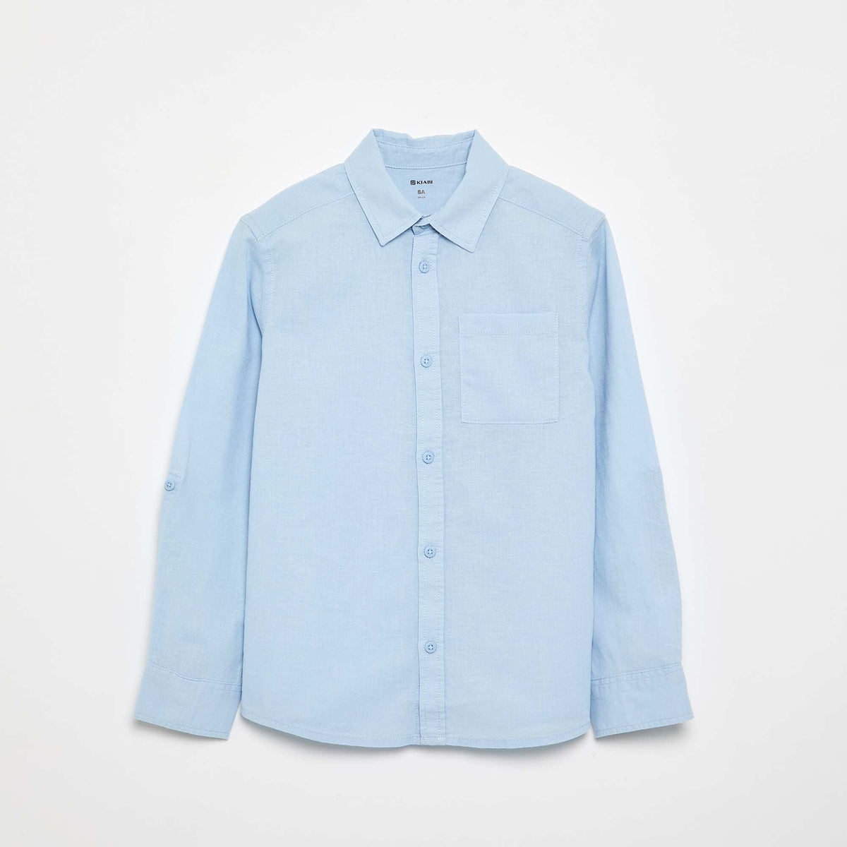 Chemise à manches longues et poche poitrine BLEU