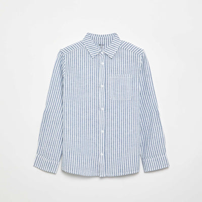 Chemise à manches longues et poche poitrine BLANC