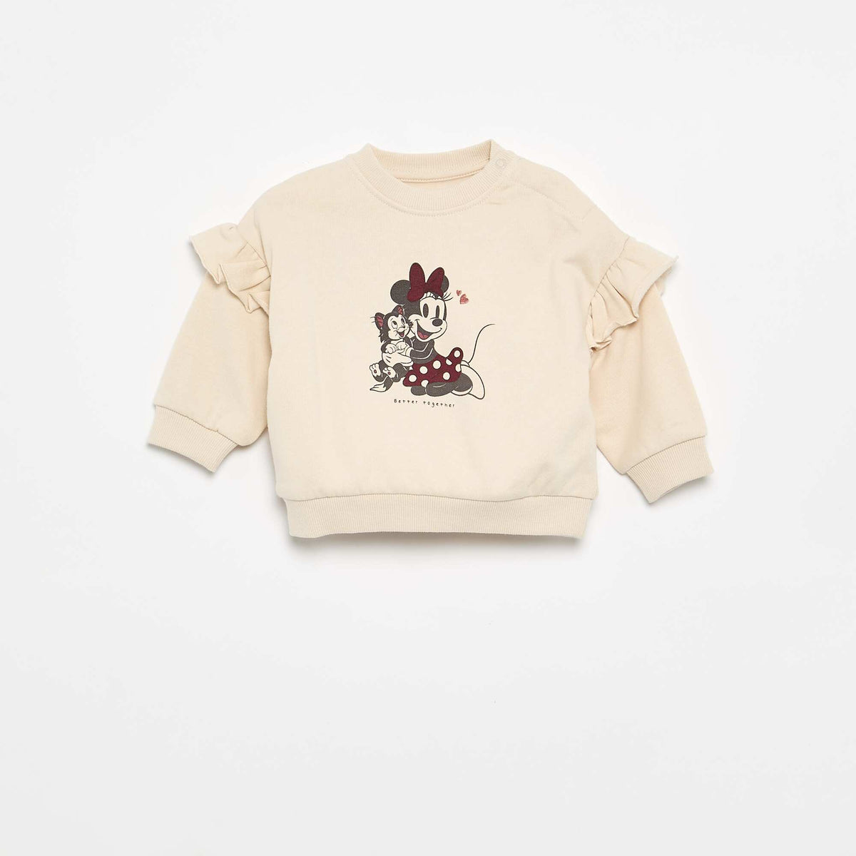 Sweat à manches longues avec volants aux épaules BEIGE