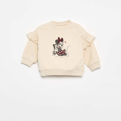 Sweat à manches longues avec volants aux épaules BEIGE