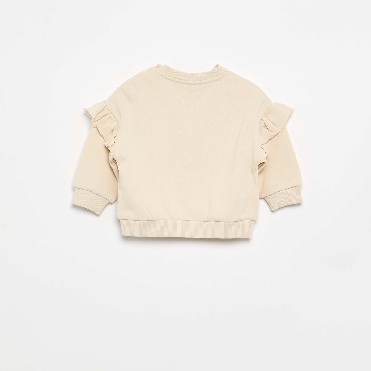 Sweat à manches longues avec volants aux épaules BEIGE