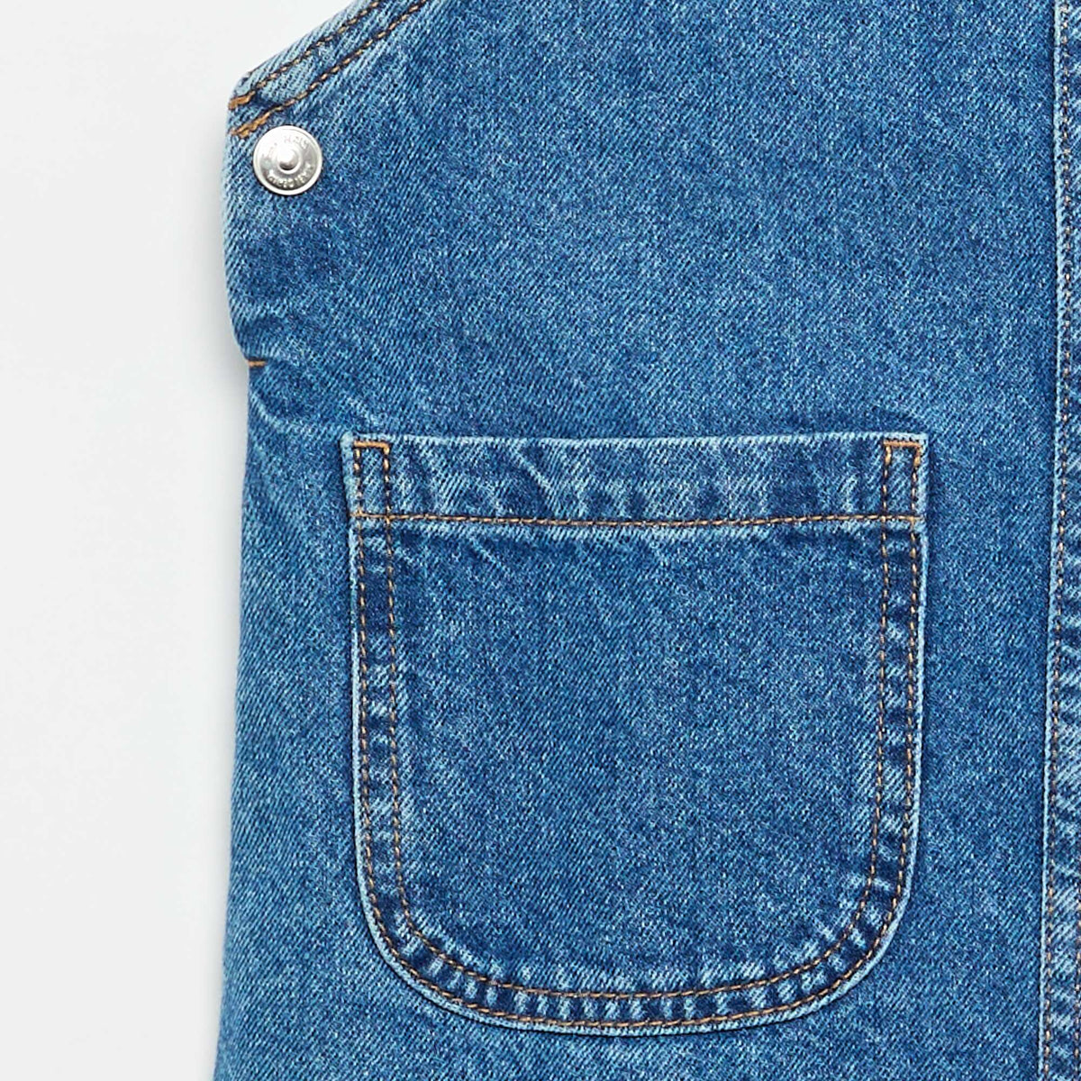 Robe salopette en jean avec 2 poches plaquées BLEU