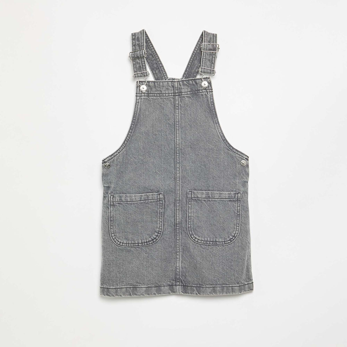 Robe salopette en jean avec 2 poches plaquées GRIS