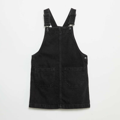 Robe salopette en jean avec 2 poches plaquées NOIR