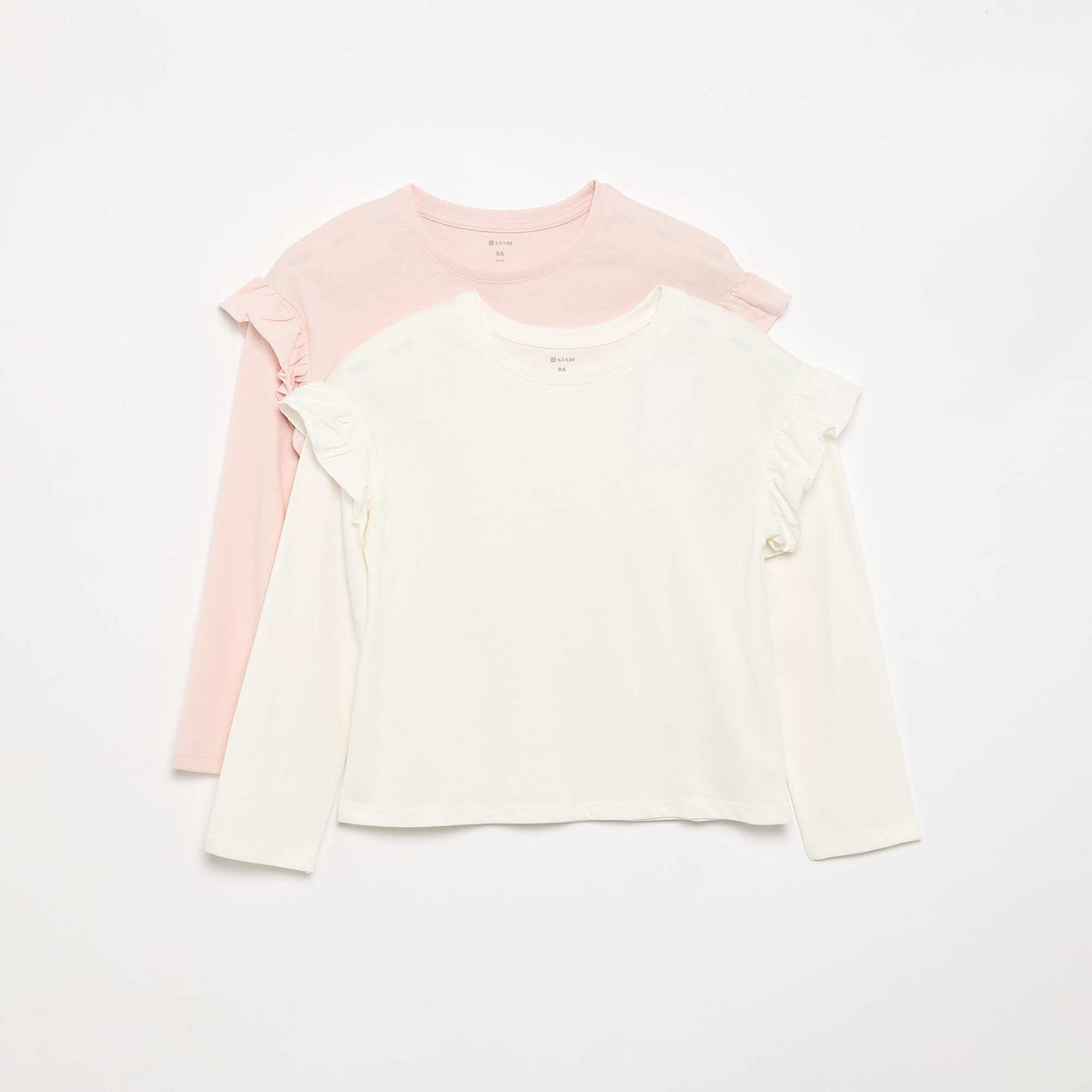 Lot de 2 T-shirts avec volants aux épaules ROSE PâLE