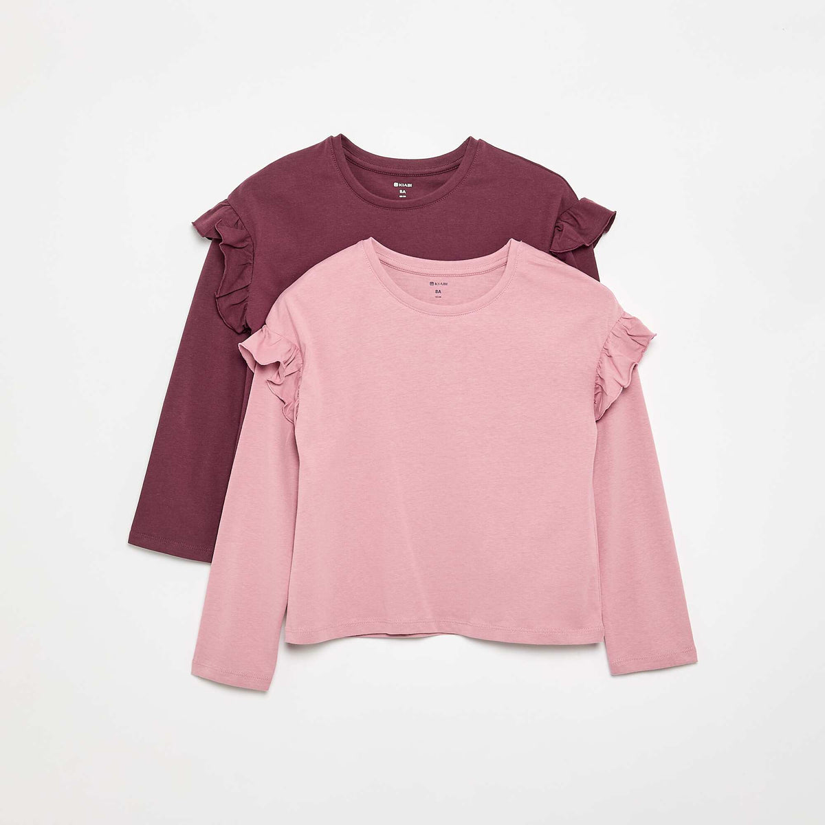 Lot de 2 T-shirts avec volants aux épaules ROSE