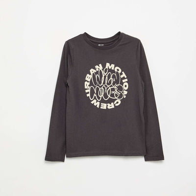 T-shirt manches longues imprimé GRIS