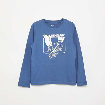 T-shirt manches longues imprimé BLEU