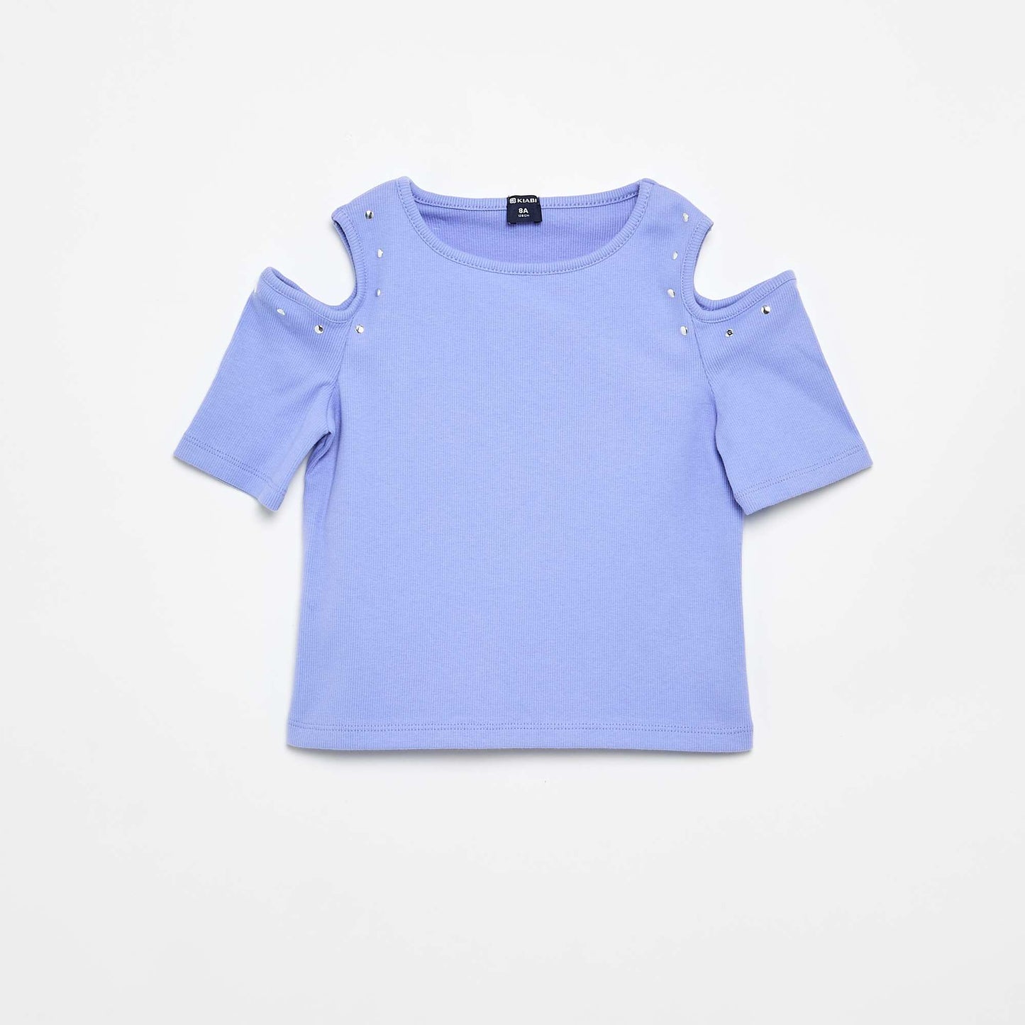 T-shirt côtelé avec clous et épaules nues VIOLET