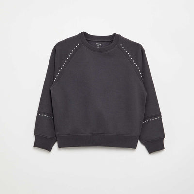 Sweat uni avec clous GRIS