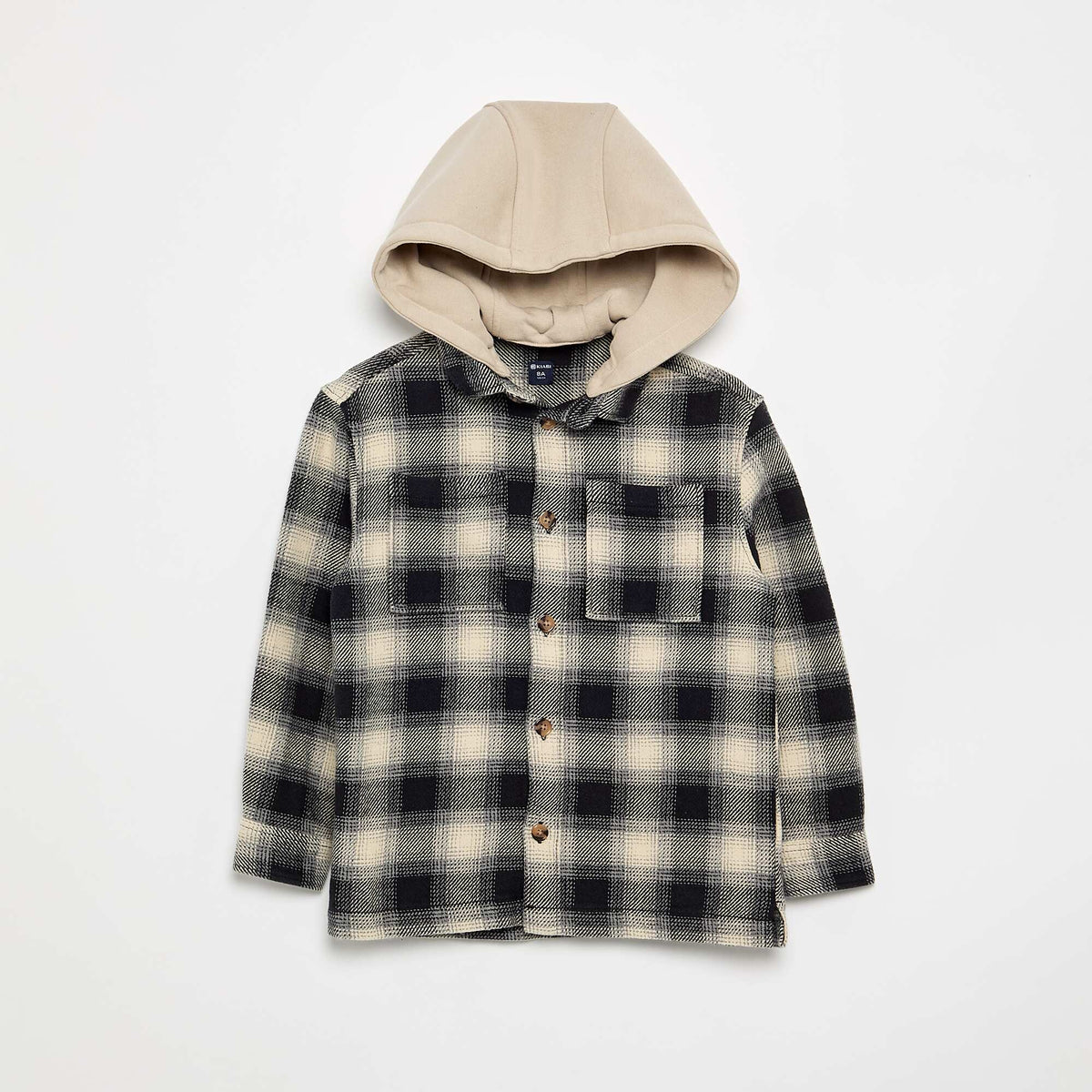 Chemise à carreau en flanelle à capuche BLANC