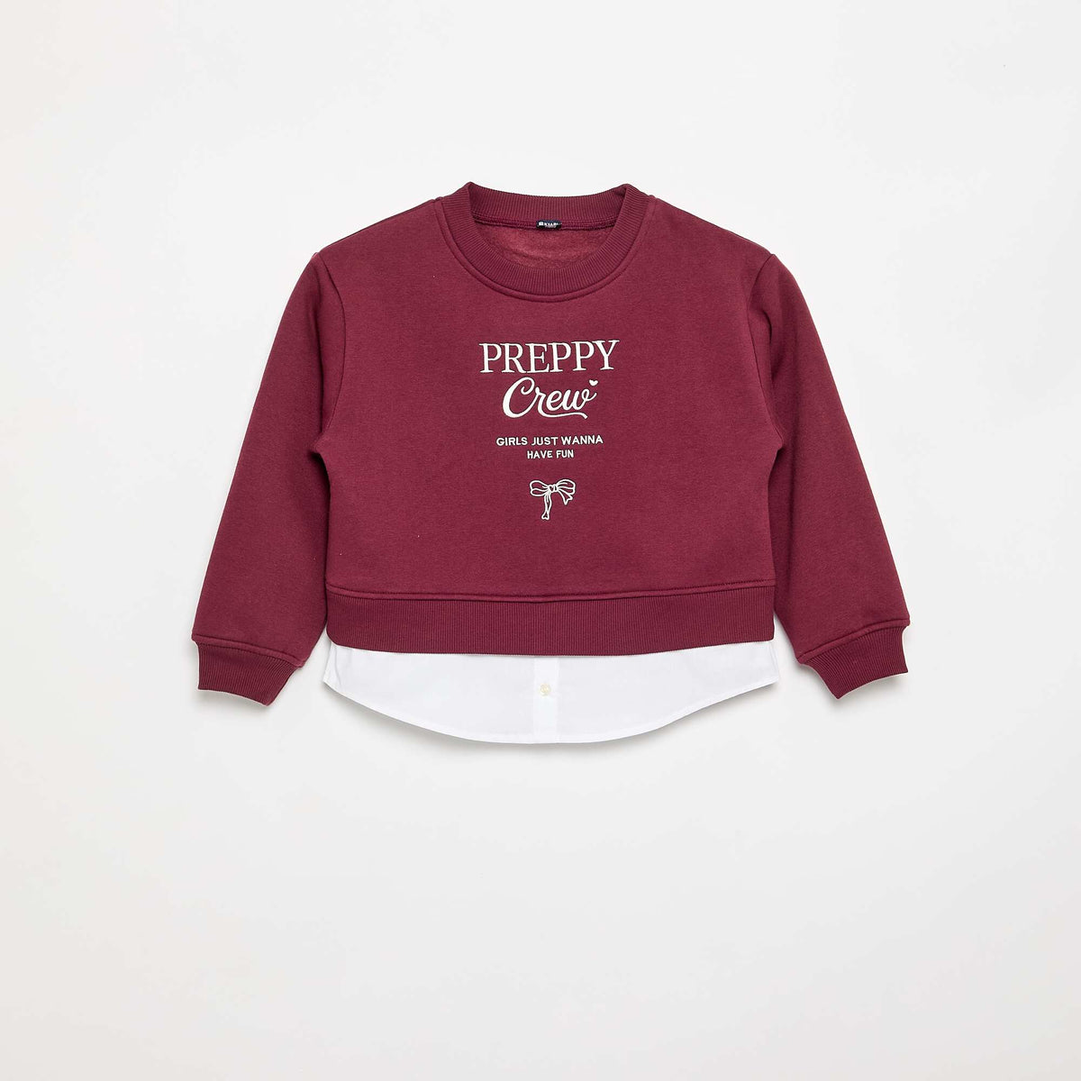 Sweat avec bas de chemise intégré et broderie poitrine VIOLET