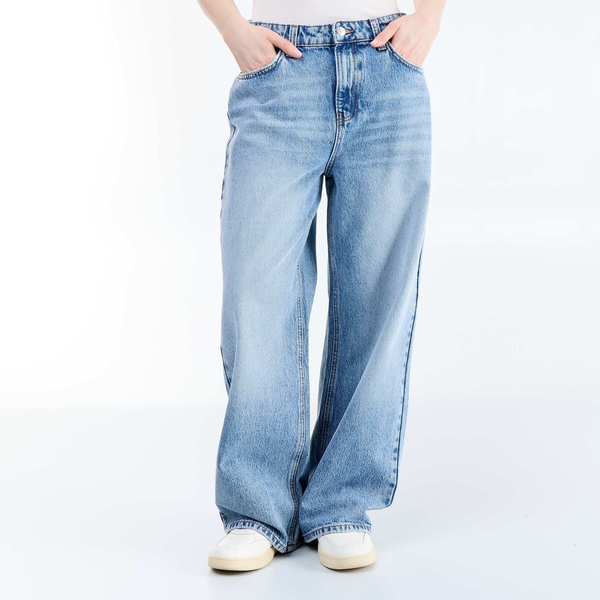 Pantalon denim coupe baggy BLEU