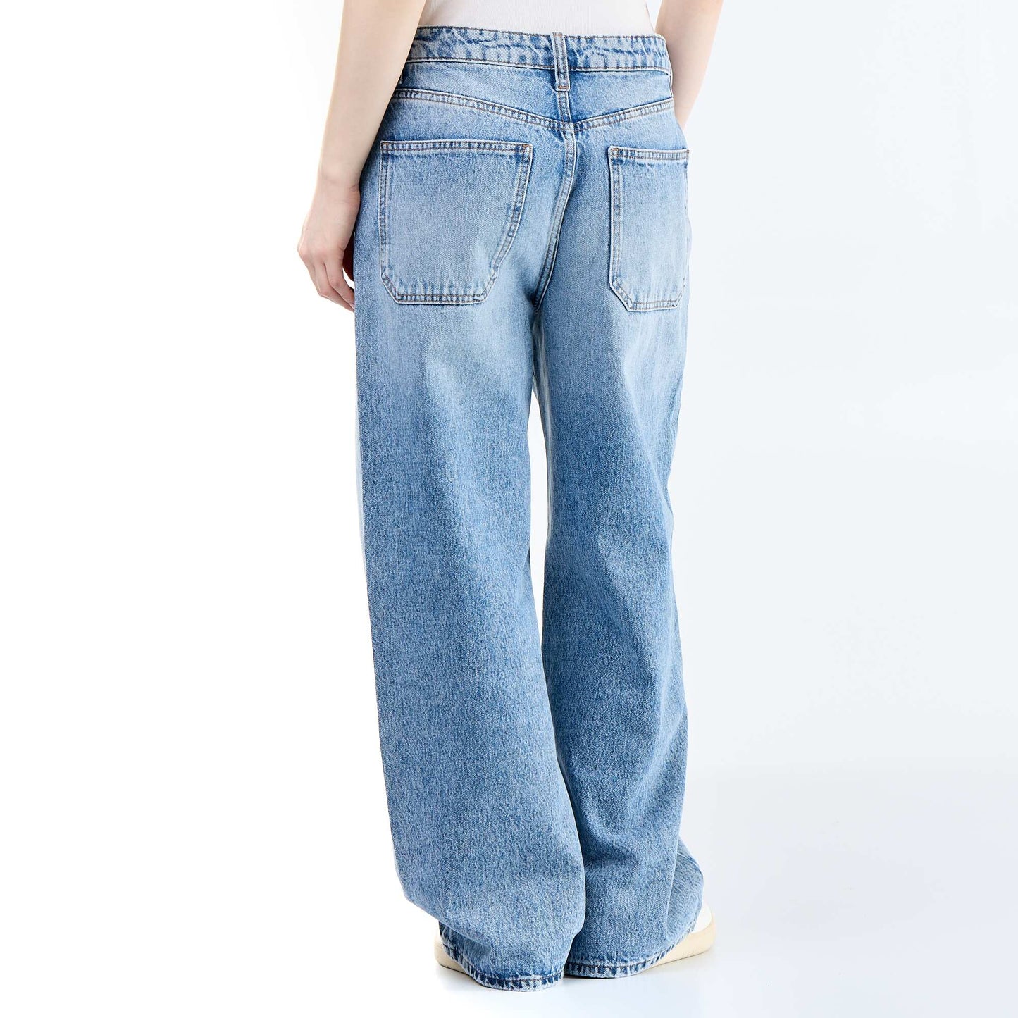 Pantalon denim coupe baggy BLEU