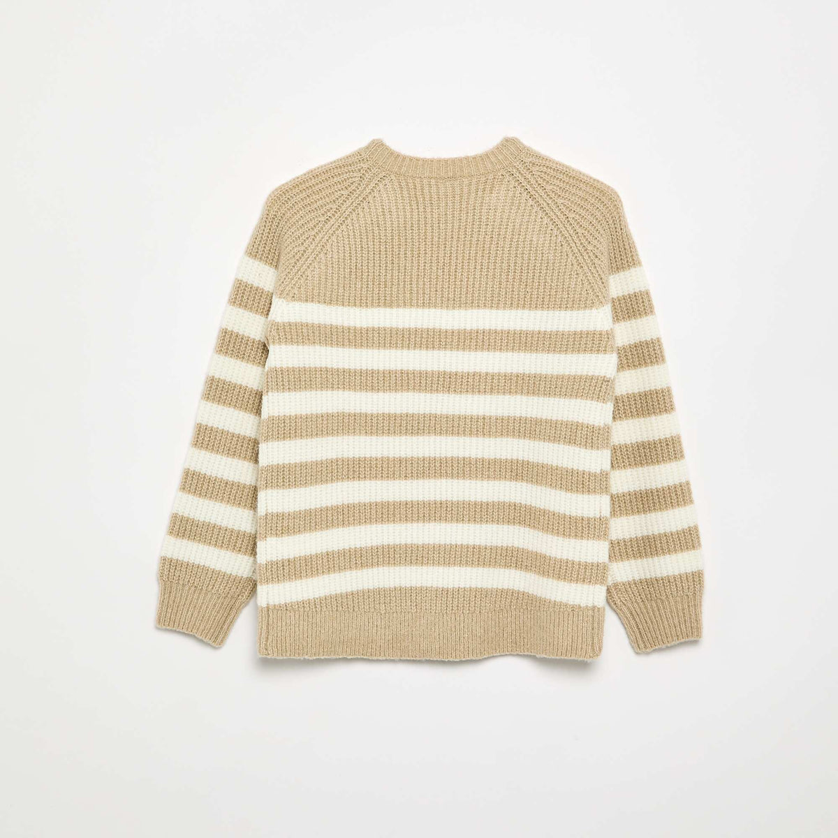 Pull en maille rayée - collection facile à enfiler BEIGE