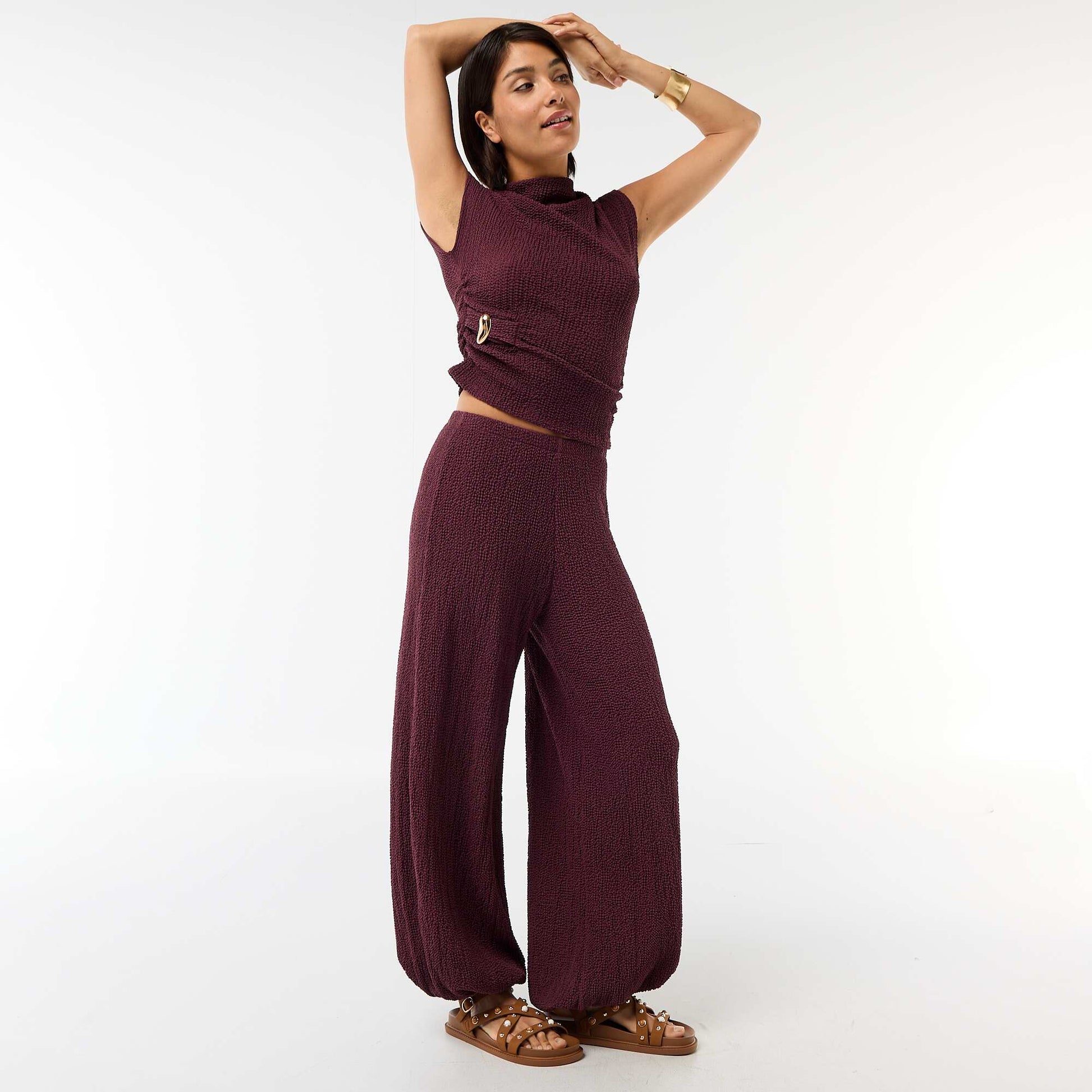 Pantalon balloon en maille crinkle VIOLET