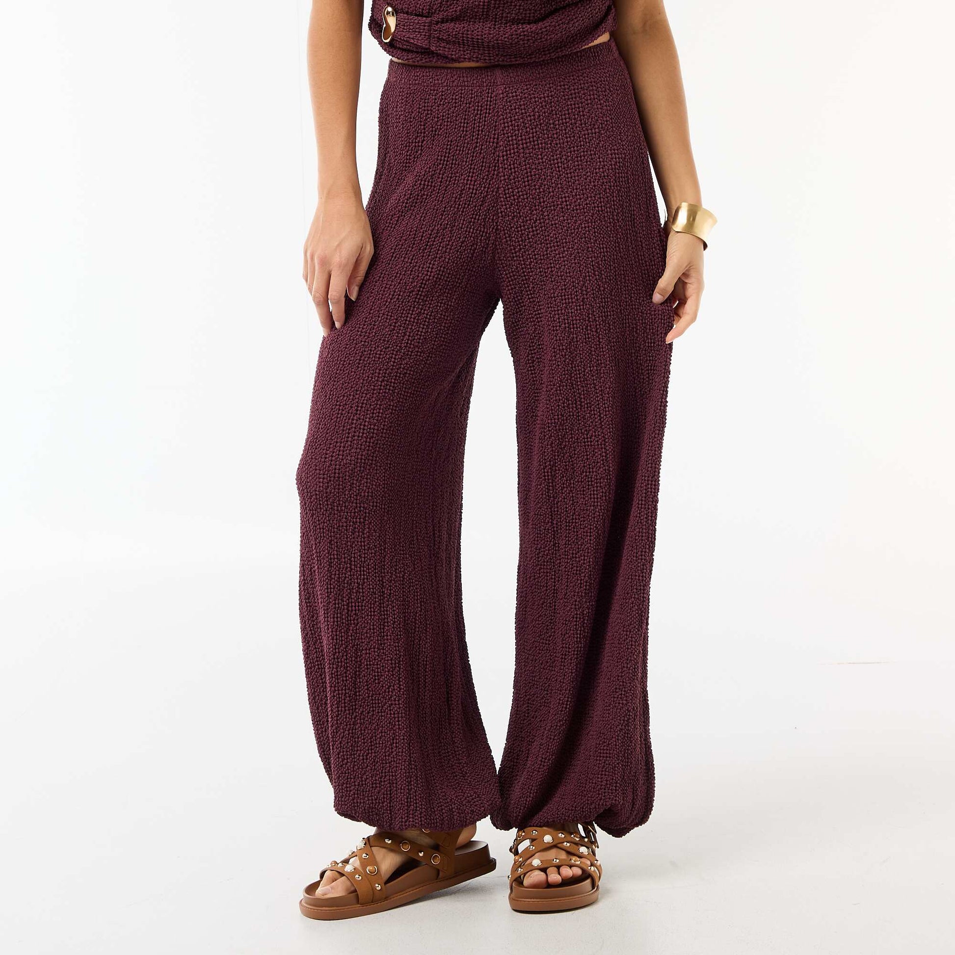 Pantalon balloon en maille crinkle VIOLET