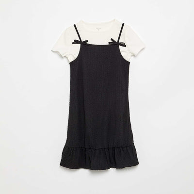 Ensemble robe à fines bretelles + t-shirt - 2 pièces NOIR