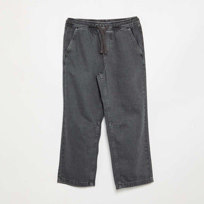 Pantalon denim avec taille élastiquée GRIS