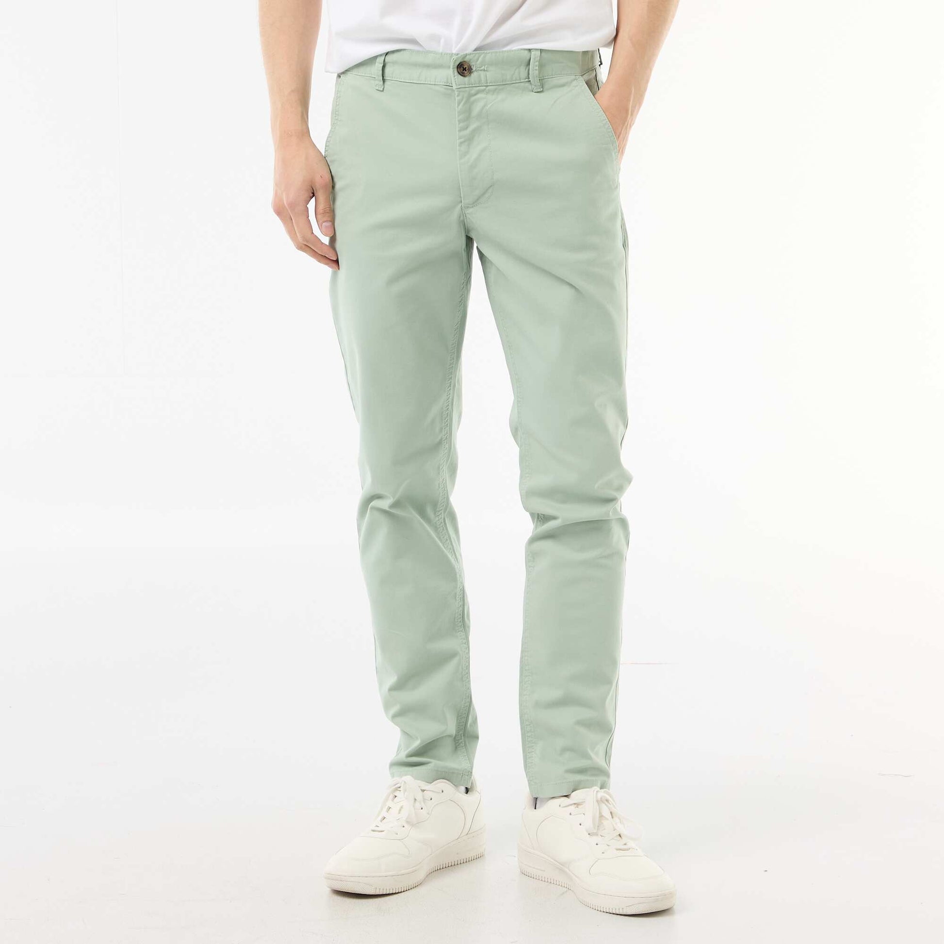Pantalon chino slim VERT