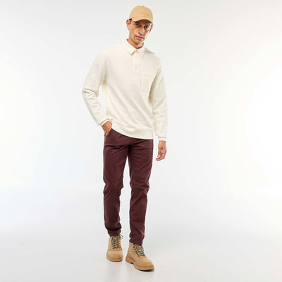 Pantalon chino slim ROUGE