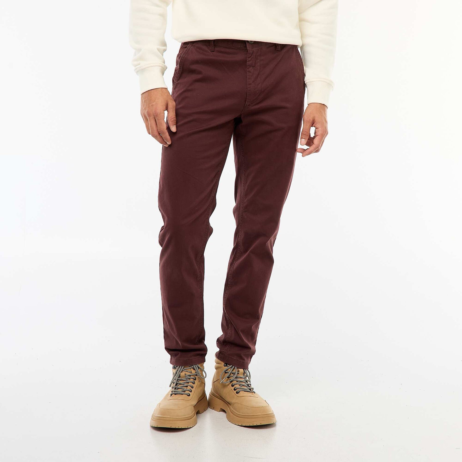 Pantalon chino slim ROUGE
