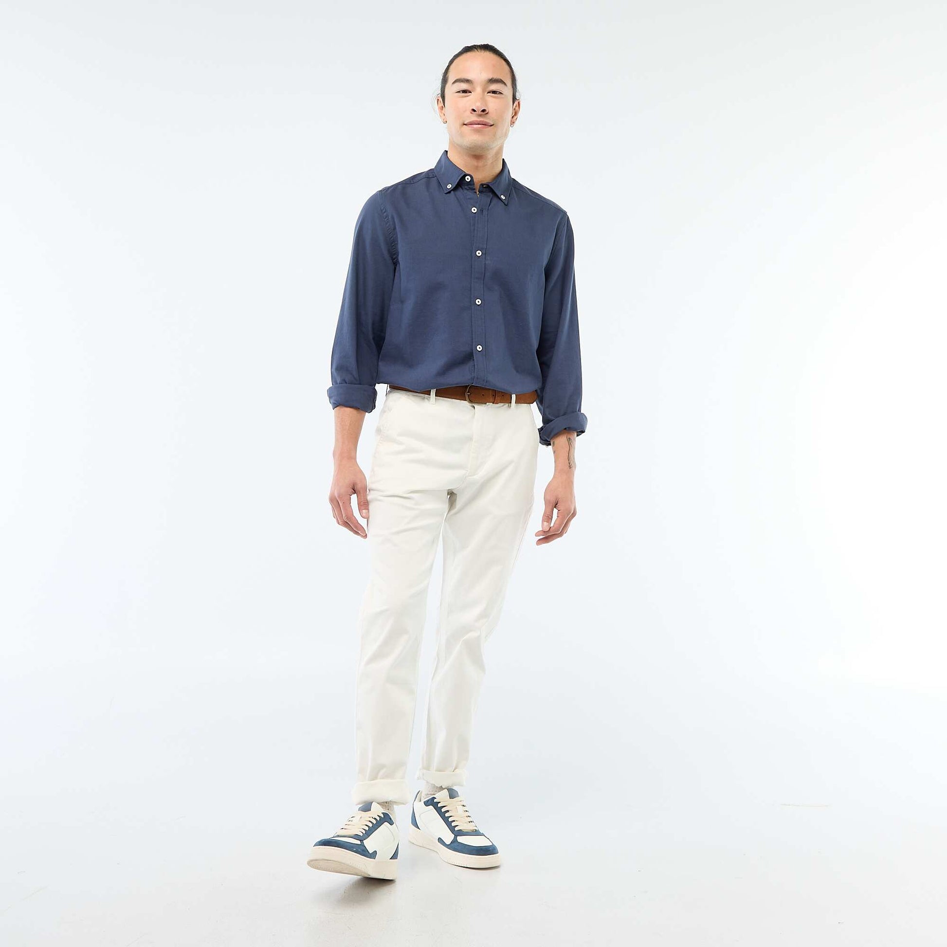 Pantalon chino slim BLANC