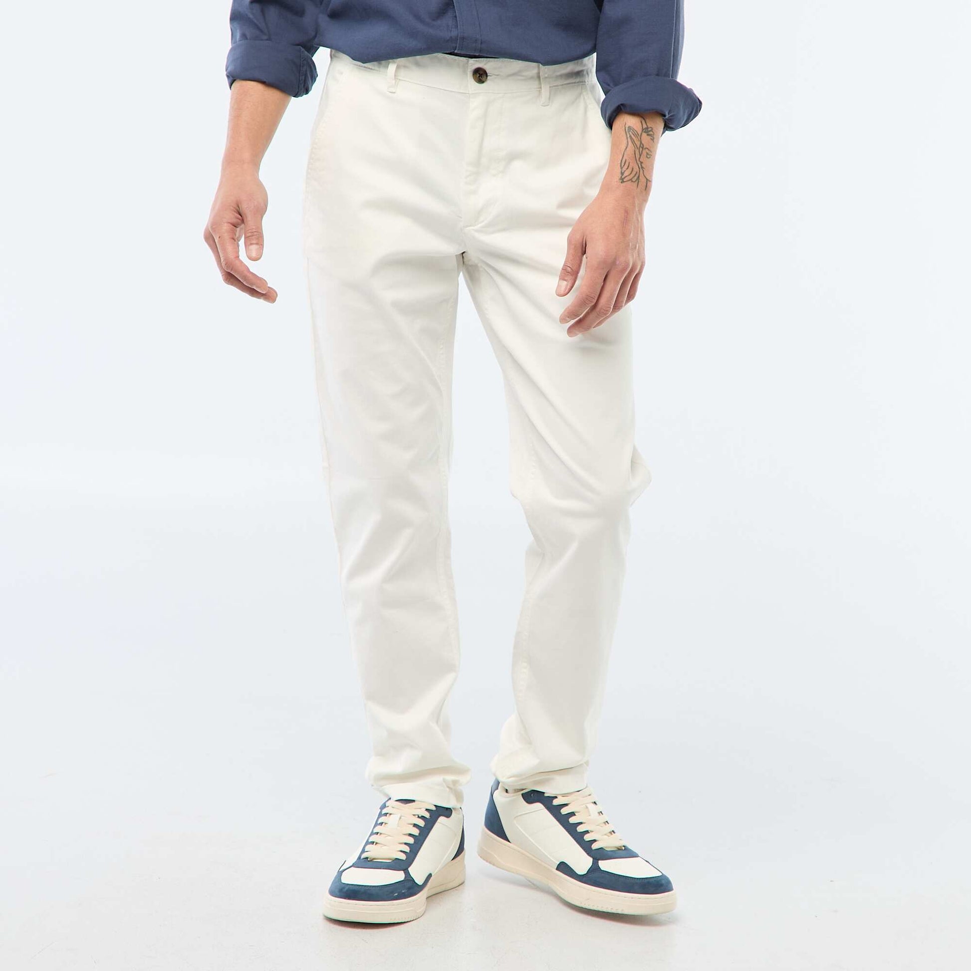 Pantalon chino slim BLANC