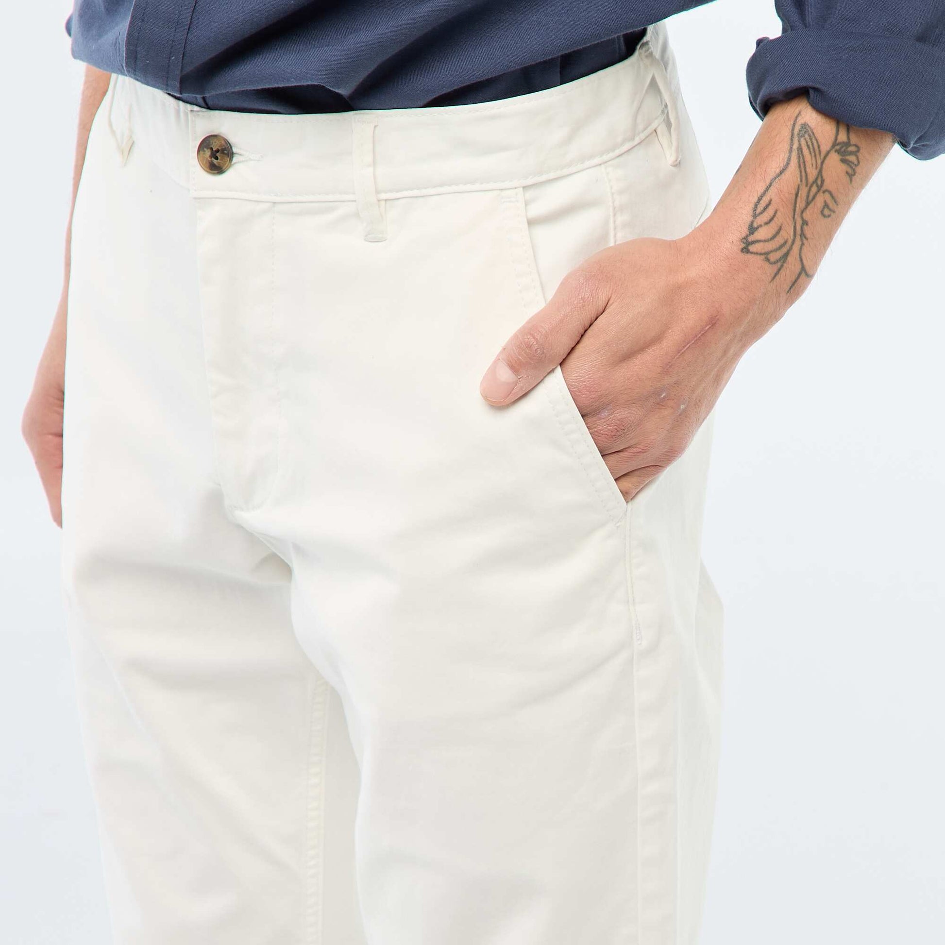 Pantalon chino slim BLANC