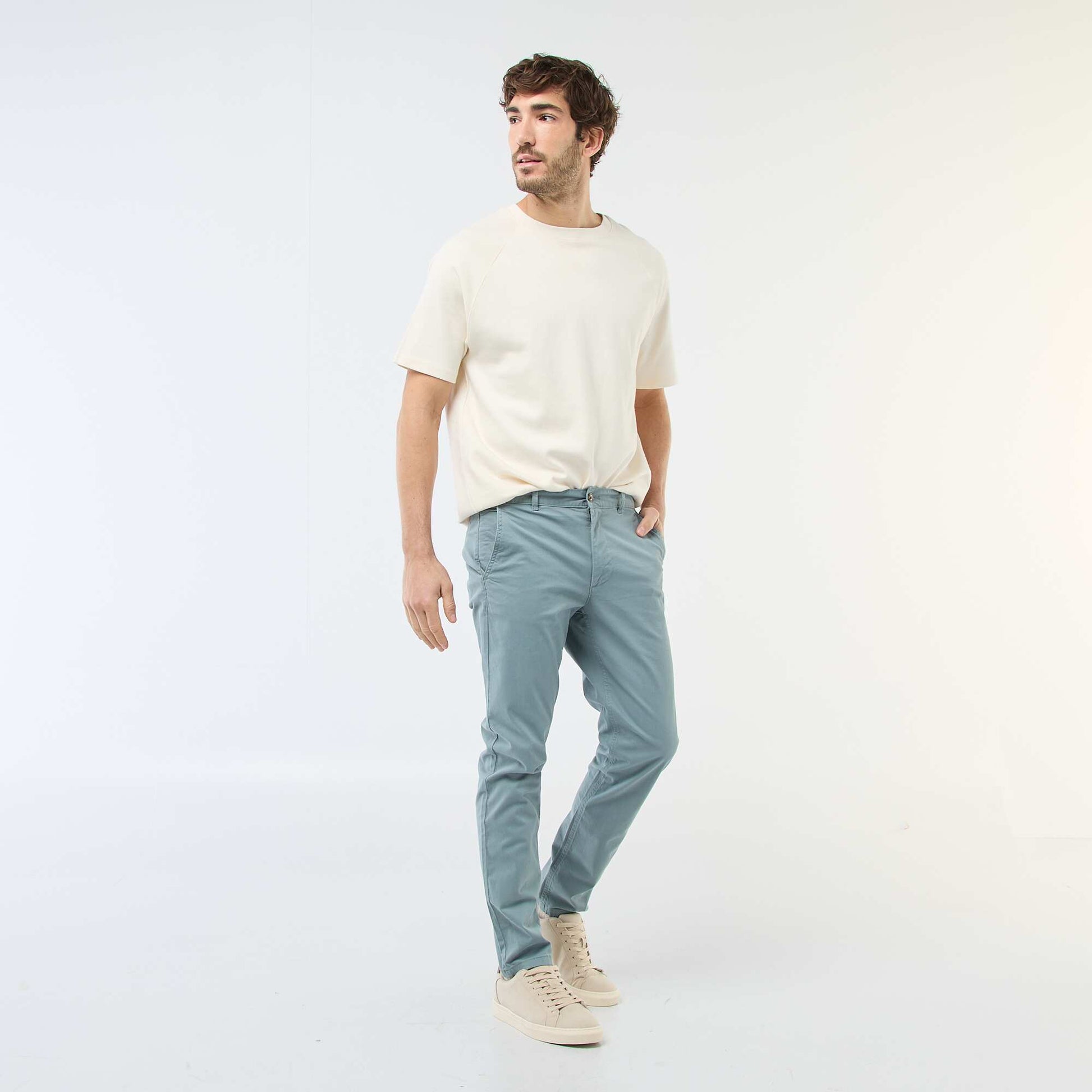 Pantalon chino slim BLEU/VERT