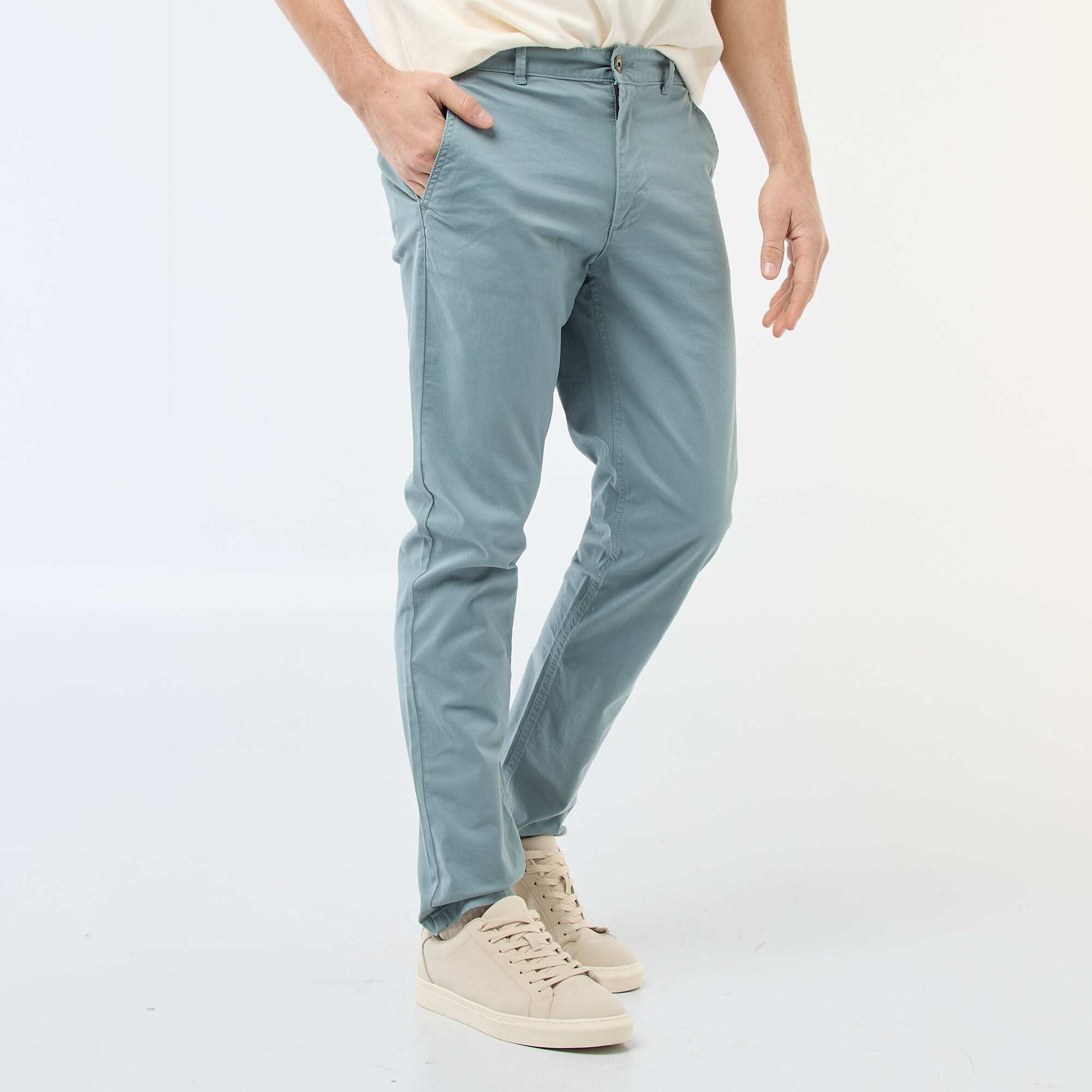 Pantalon chino slim BLEU/VERT