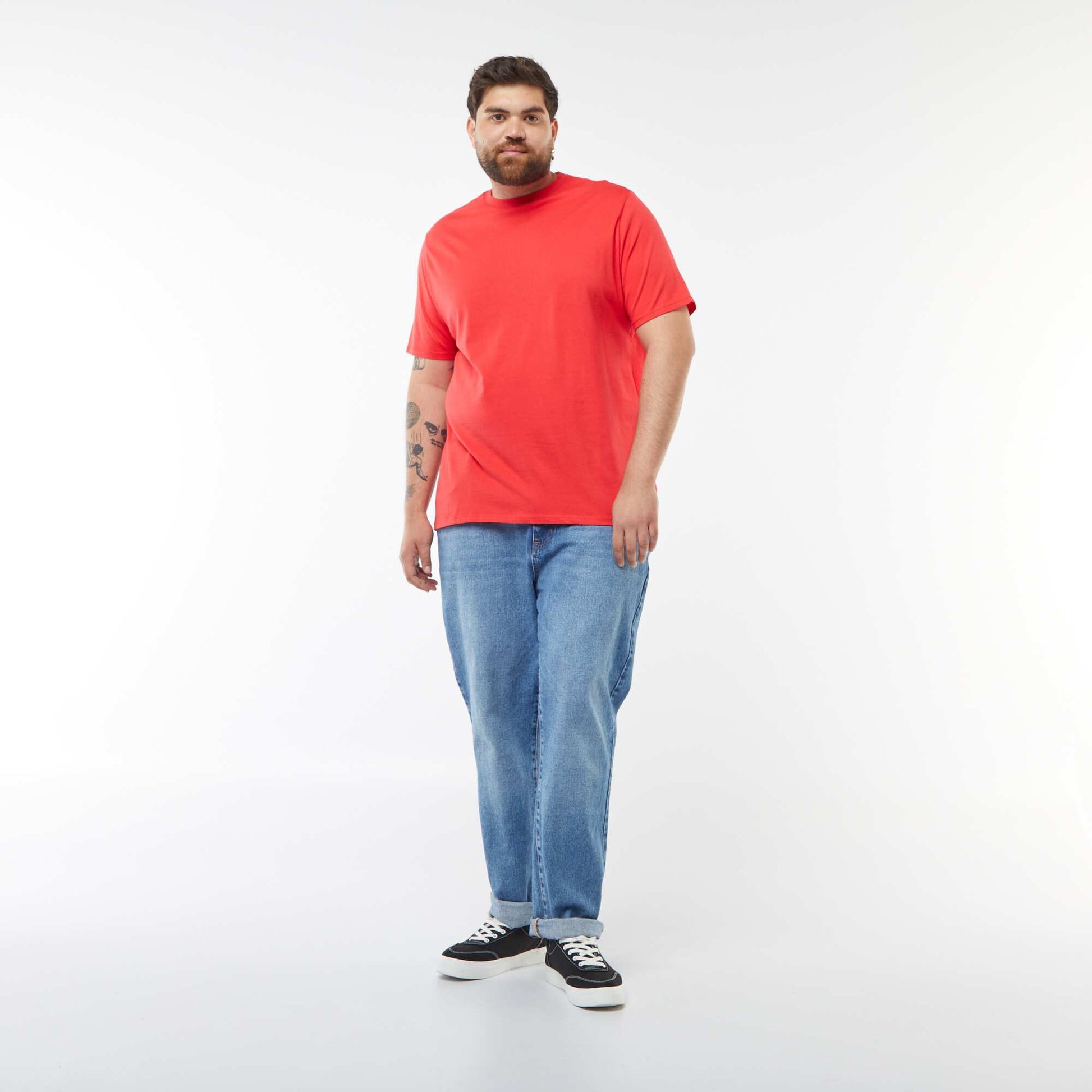 T-shirt uni en maille jersey ROUGE